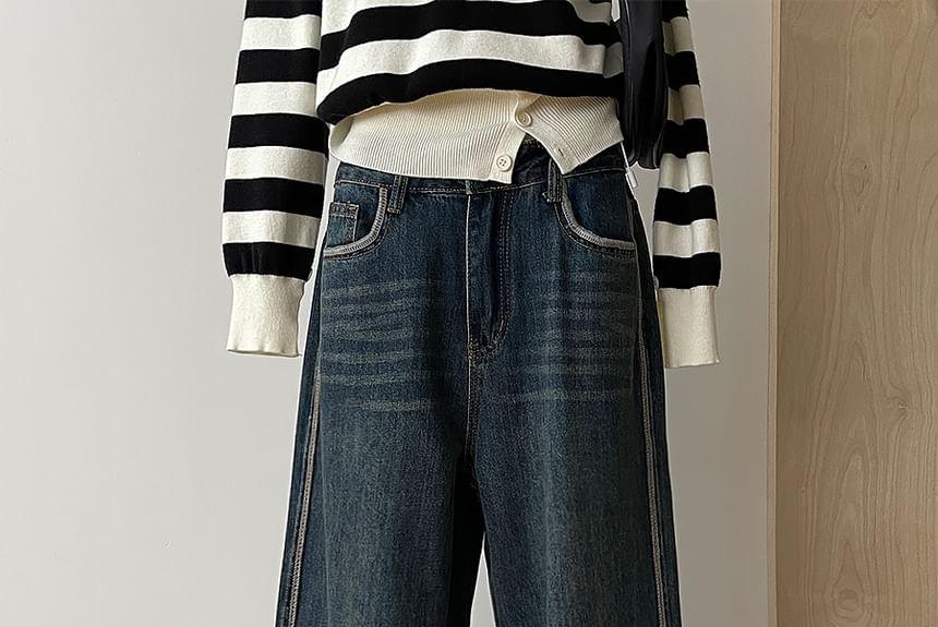 High Rise Washed Wide Leg Jeans Product Image