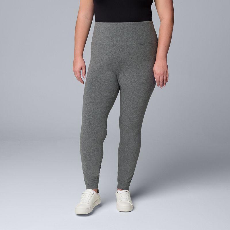 Plus Size Simply Vera Vera Wang Live-In High Rise Shaping Leggings, Women's, Size: 3XL, Dark Coal Grey Product Image
