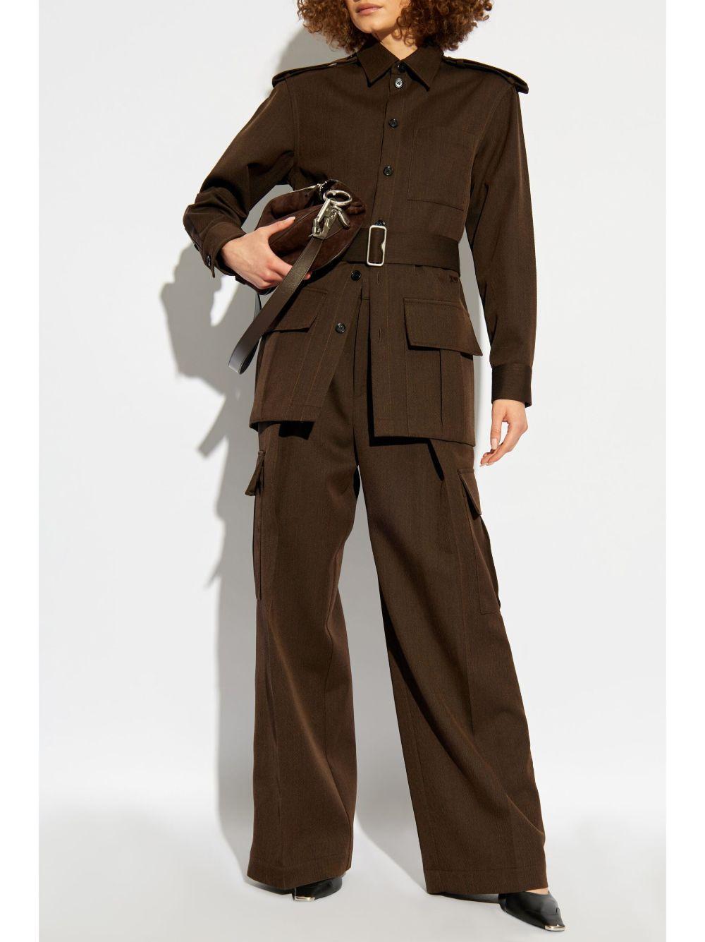 pleat-detail wool cargo trousers Product Image