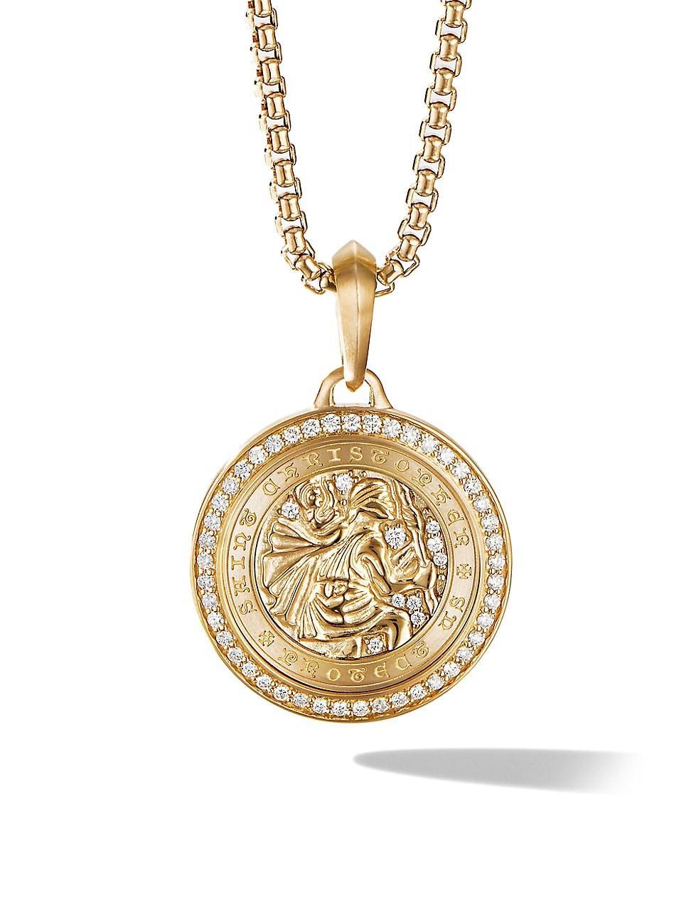 Mens St. Christopher Pendant in 18K Gold, 34.5mm Product Image
