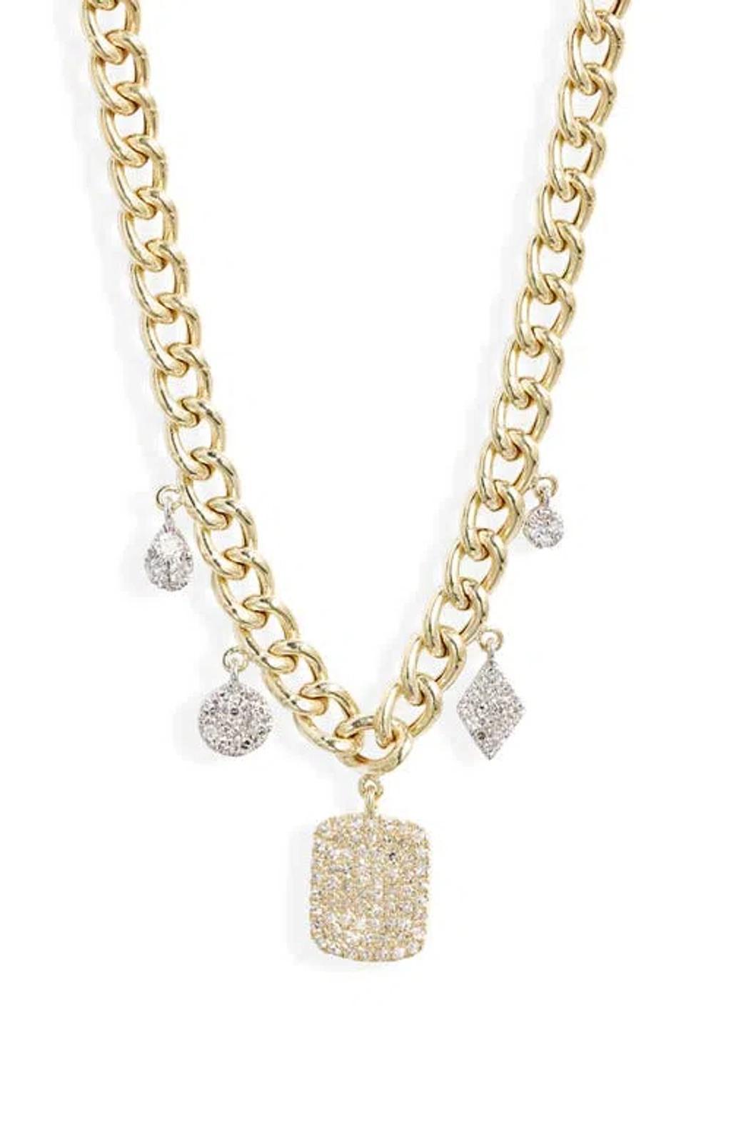 MEIRA T Diamond Station Mixed Chain Necklace In Two Toned Yellow Gold Product Image