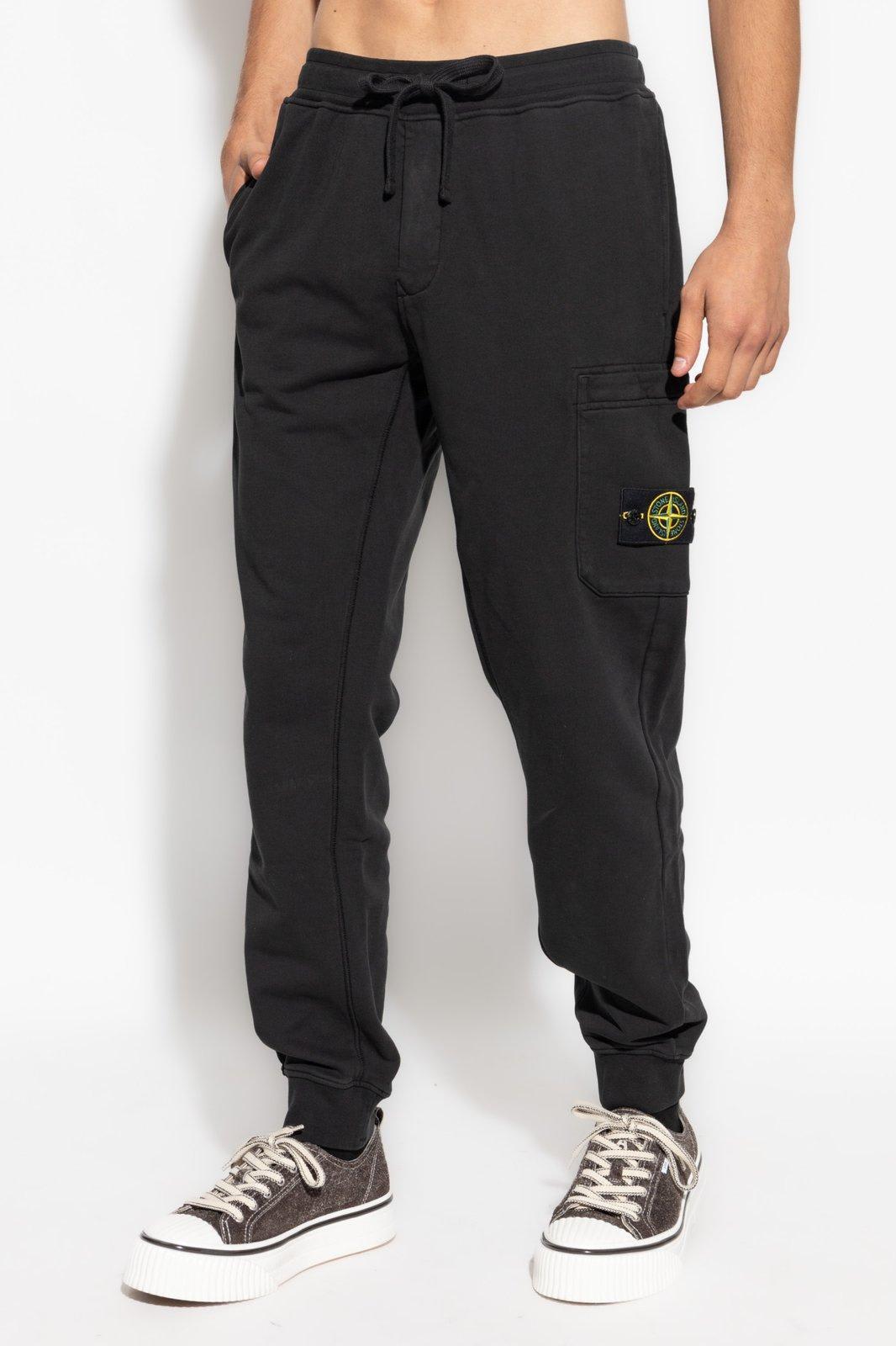 STONE ISLAND Logo Patch Tapered Track Pants In Black Product Image