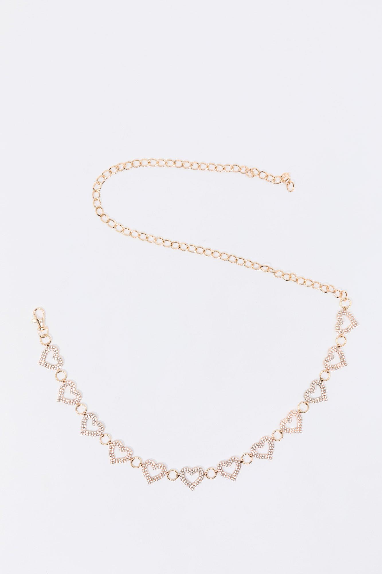 Rhinestone Heart Chain Belt Female Product Image
