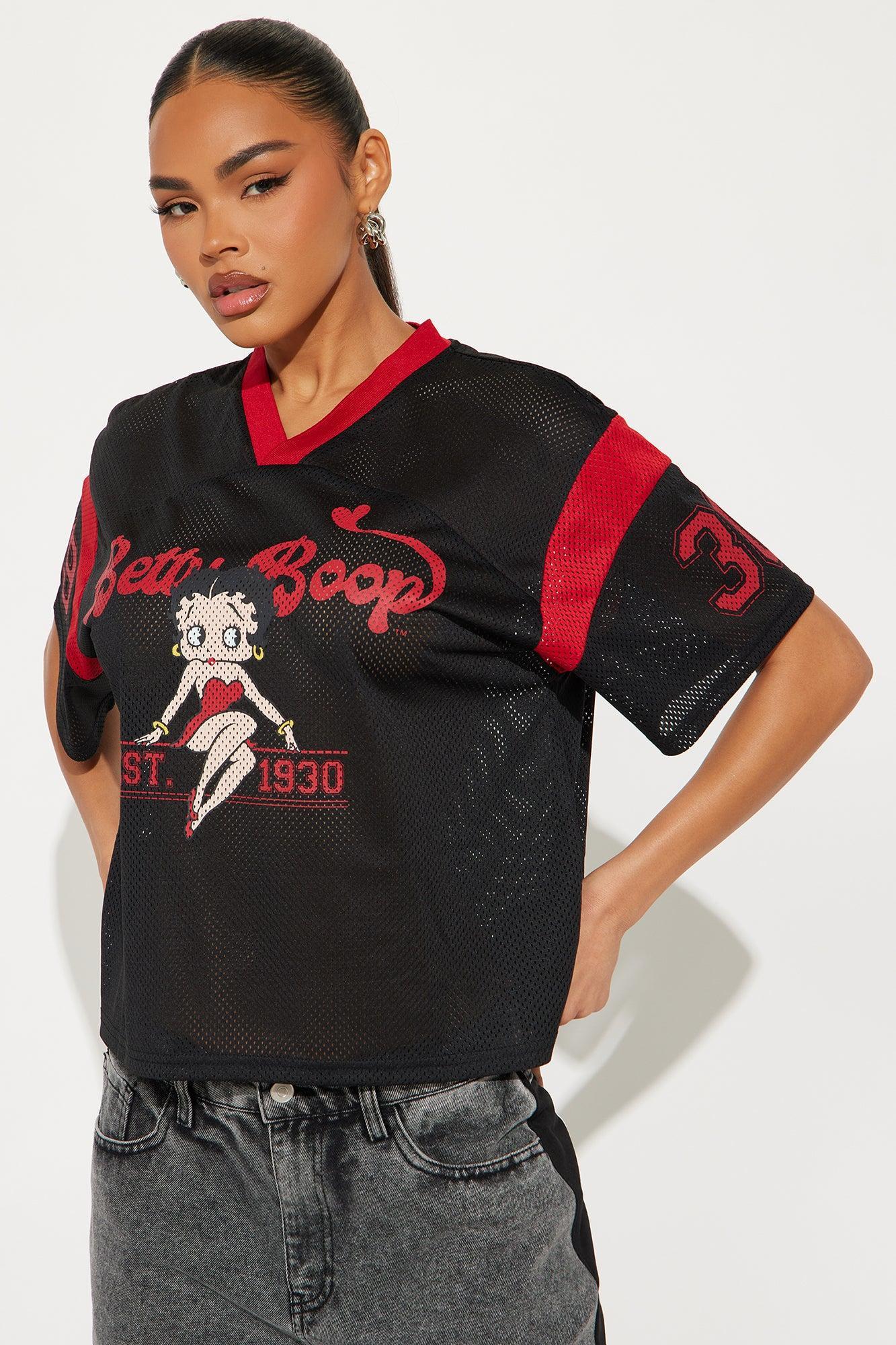 Betty Boop Football Jersey Tee - Black Product Image