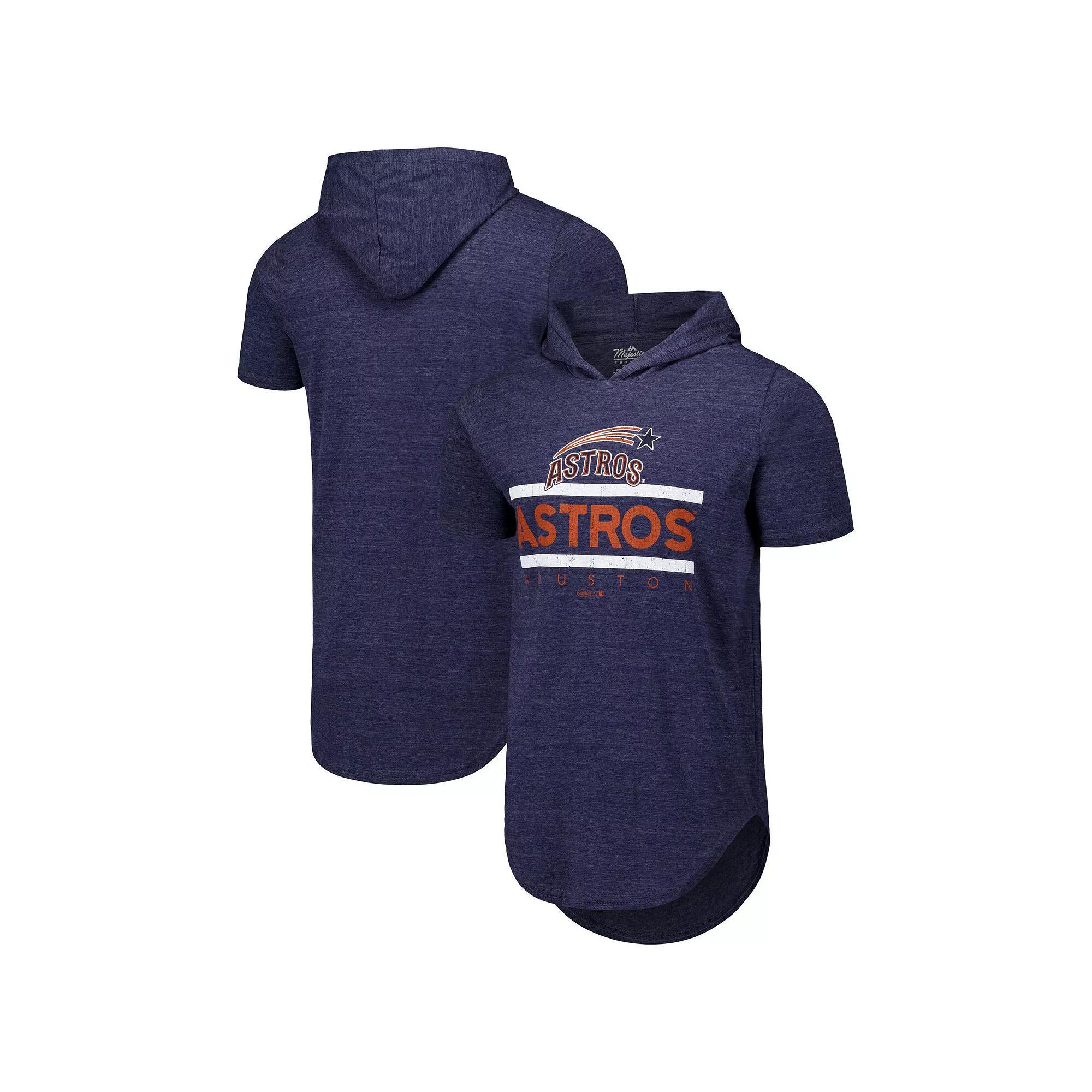Men's Majestic Threads Navy Houston Astros Tri-Blend Hoodie T-Shirt, Size: 2XL, Blue Product Image