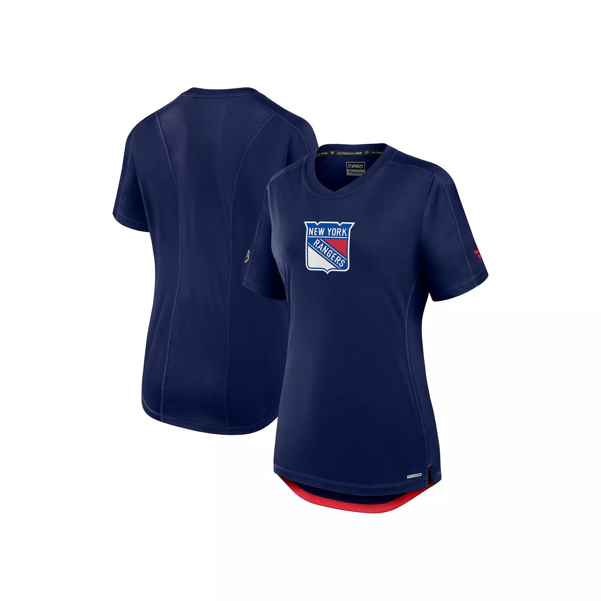 Women's Fanatics  Navy New York Rangers Authentic Pro Rink Tech T-Shirt, Size: Large, Ran Blue Product Image