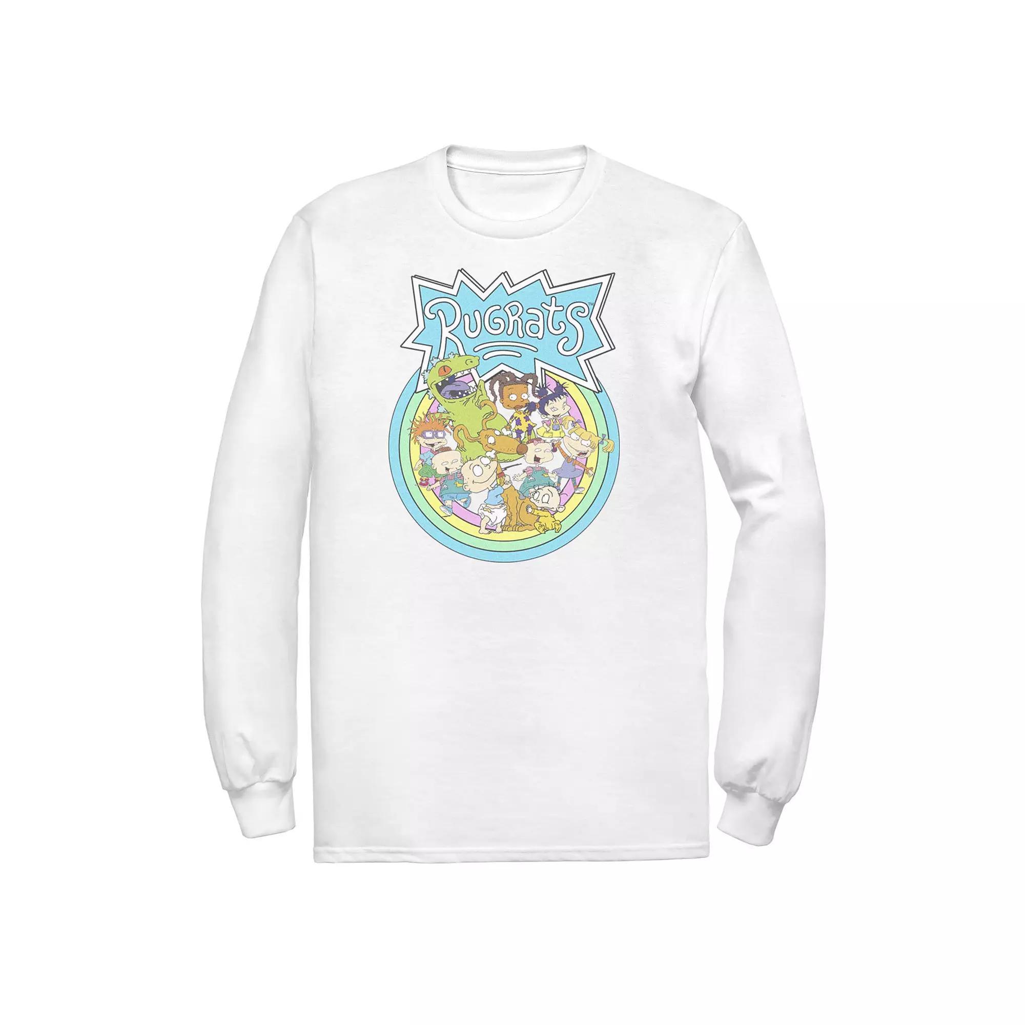 Men's Rugrats Rainbow Group Logo Long Sleeve Tee, Size: Small, White Product Image
