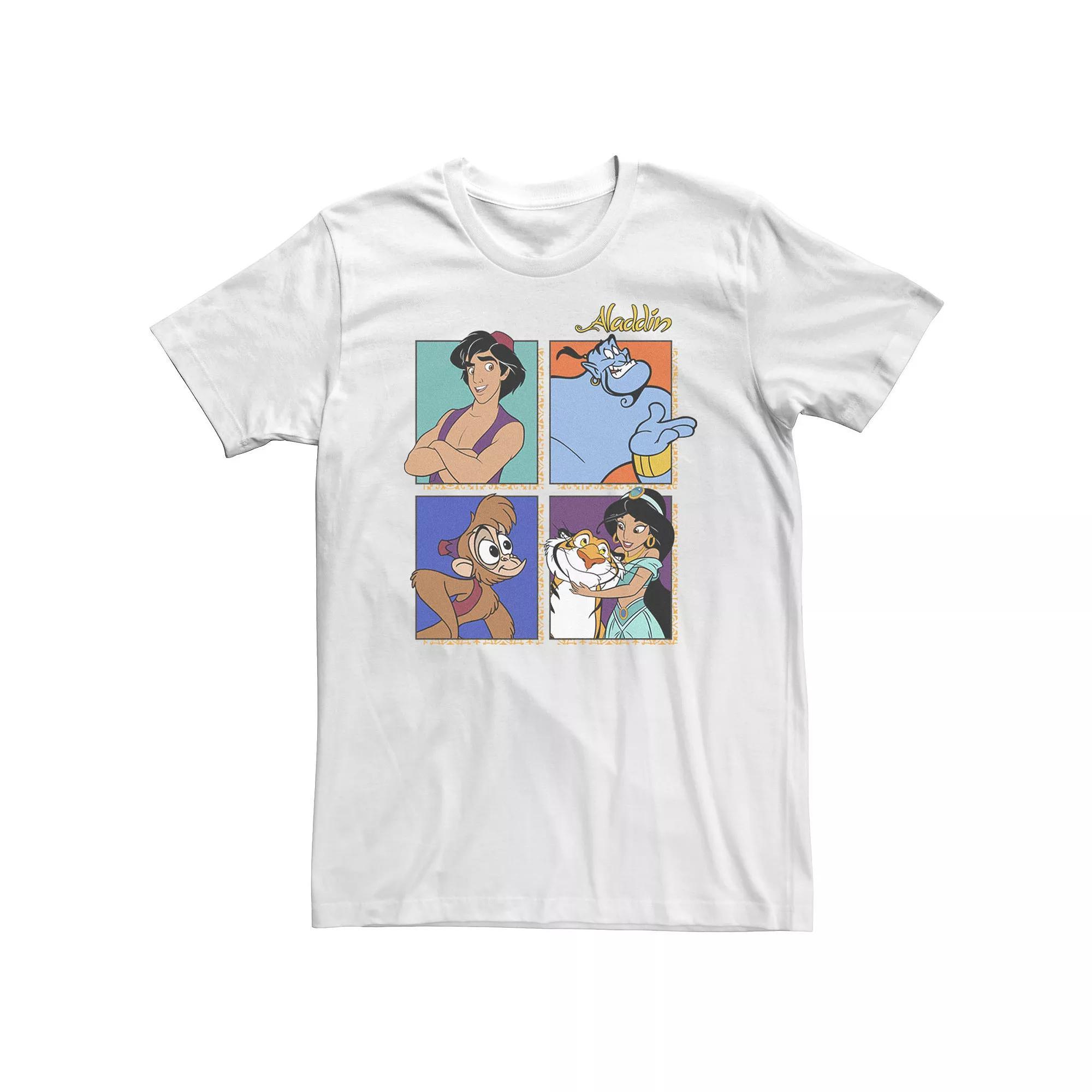 Big & Tall Disney Aladdin Group Shot Box Up Tee, Men's, Size: 4XL Tall, White Product Image
