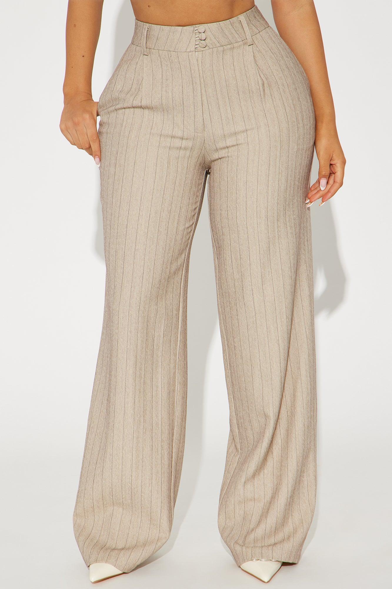 Office Meeting Pinstripe Trouser - Tan Product Image
