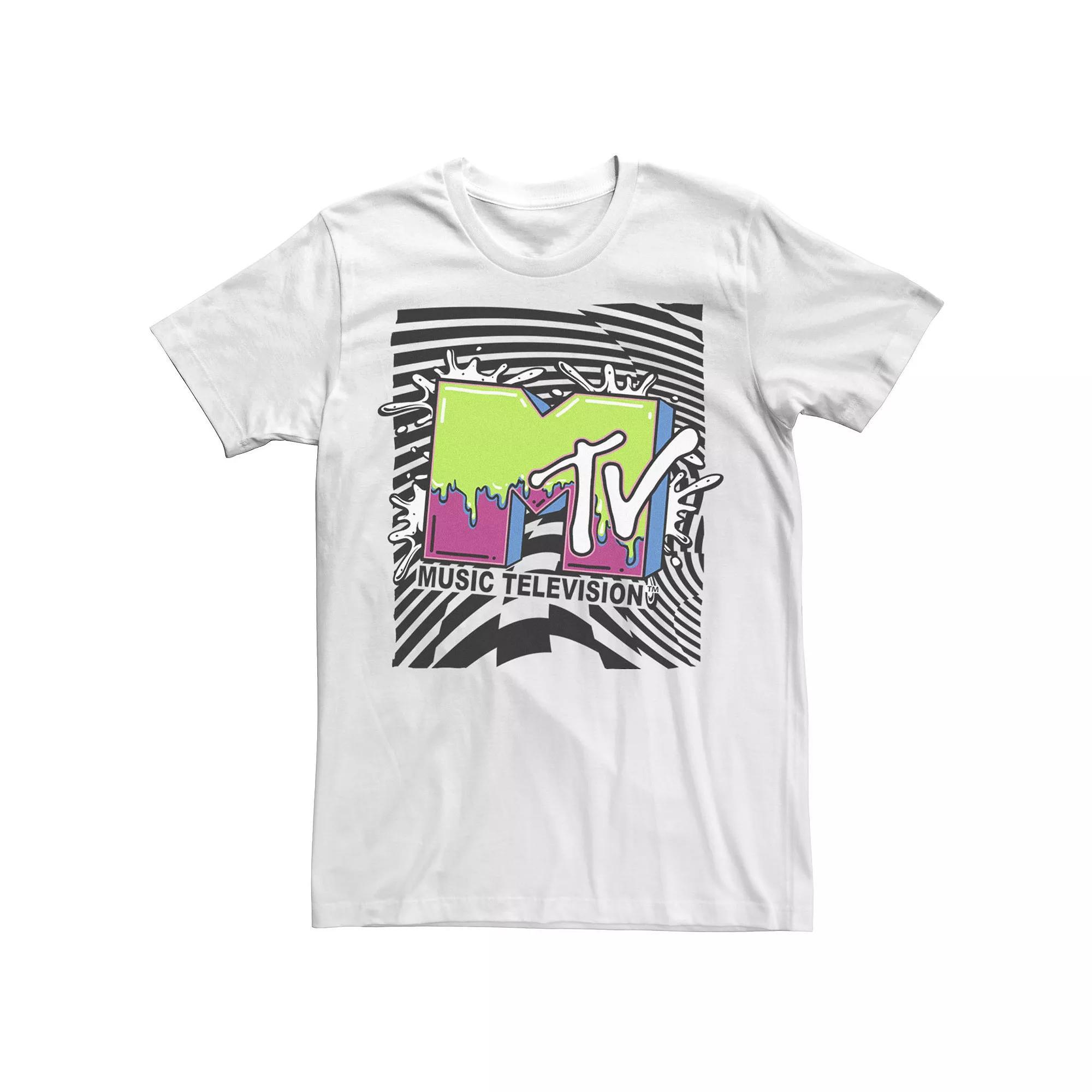 Big & Tall MTV Splatter Striped Logo Tee, Men's, Size: 3XL, White Product Image