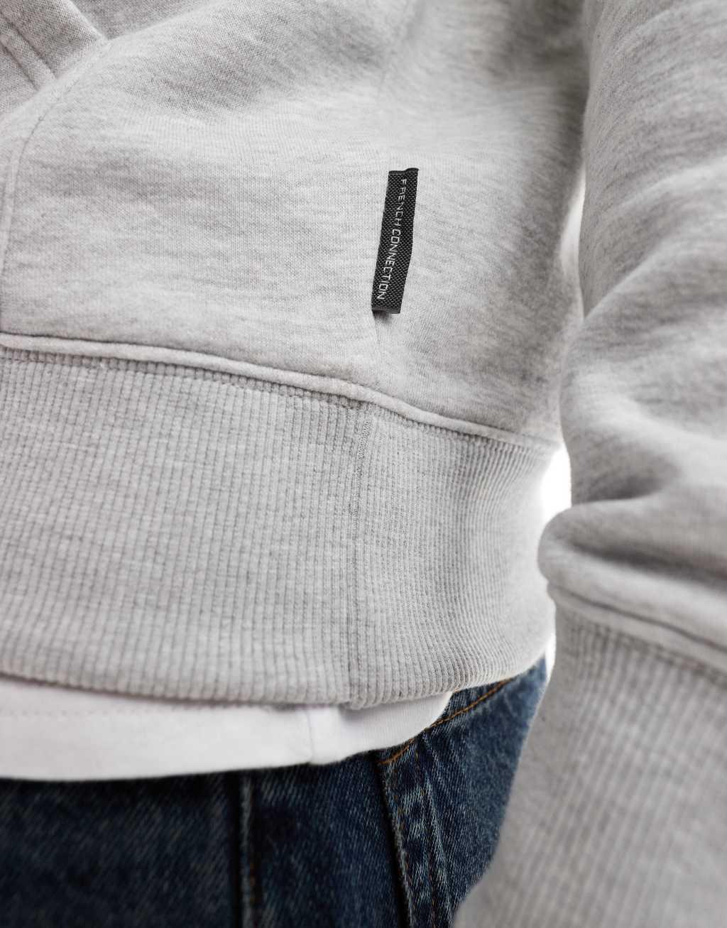 French Connection half zip logo sweatshirt in light gray Product Image