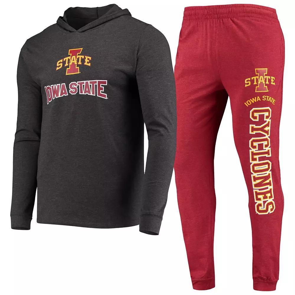 Men's Concepts Sport Cardinal/Charcoal Iowa State Cyclones Meter Long Sleeve Hoodie T-Shirt & Jogger Pants Sleep Set, Size: Large, Red Product Image