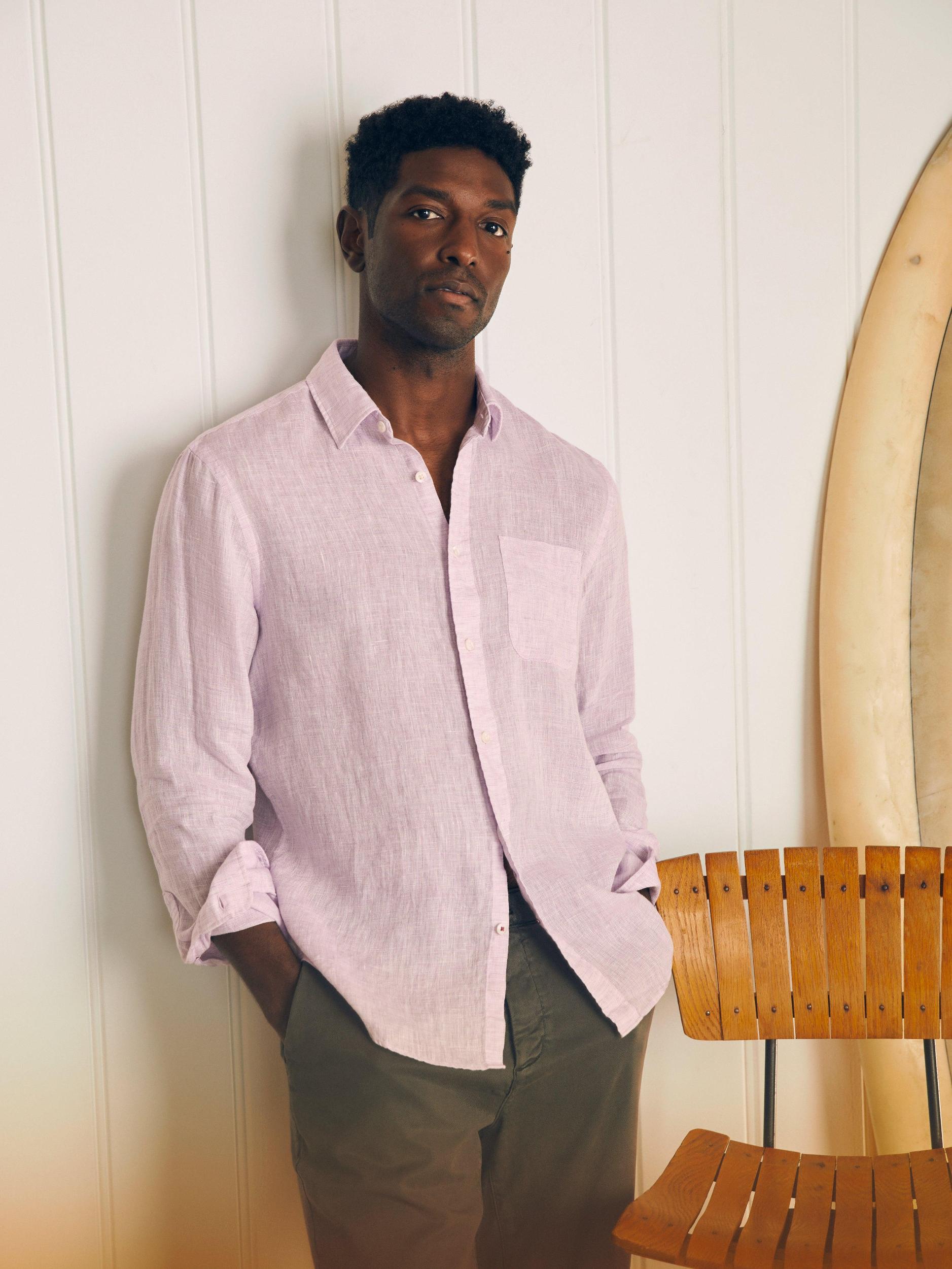 Laguna Linen Shirt - Lavender Melange Male Product Image