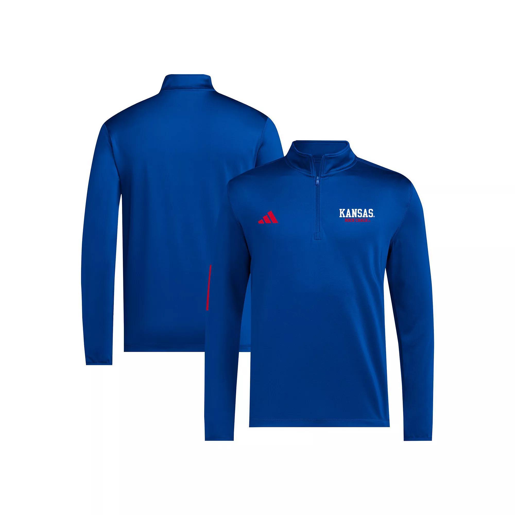 Men's adidas Royal Kansas Jayhawks Half-Zip Pullover Golf Jacket, Size: Large, Blue Product Image