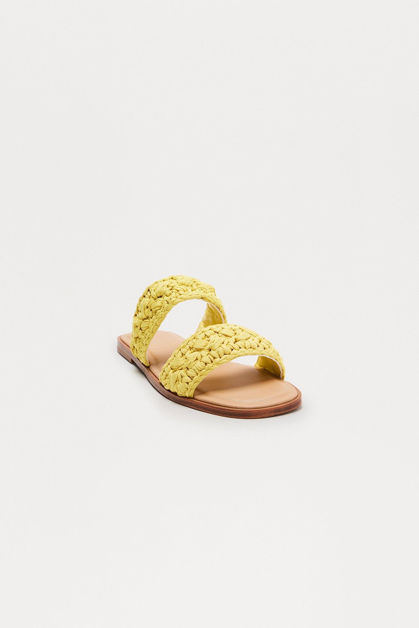 Boardwalk Crochet Slip On Sandals - Yellow Product Image