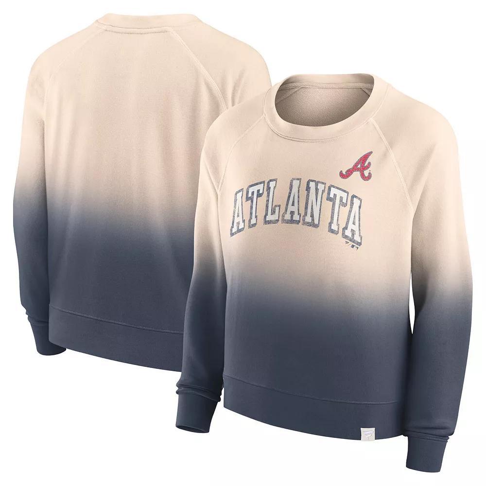 Women's Fanatics Branded Tan/Navy Atlanta Braves Luxe Lounge Arch Raglan Pullover Sweatshirt, Size: Small, Team Product Image