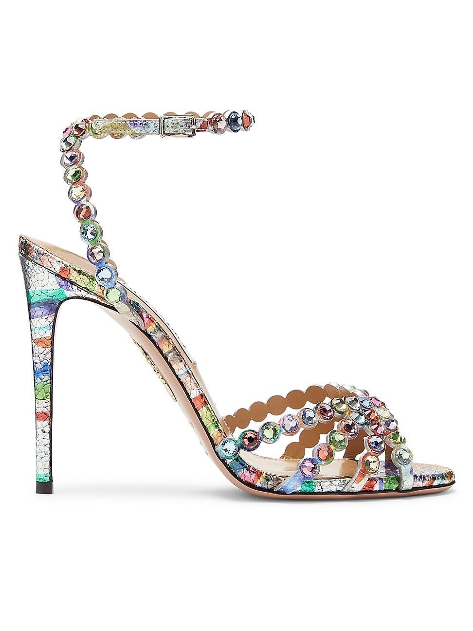 Womens Tequila 100MM Crystal & Leather Sandals Product Image