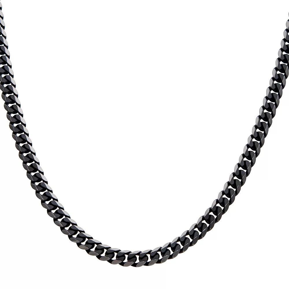 Men's Black Plated 8 mm Curb Chain, Size: 24", Two Tone Product Image