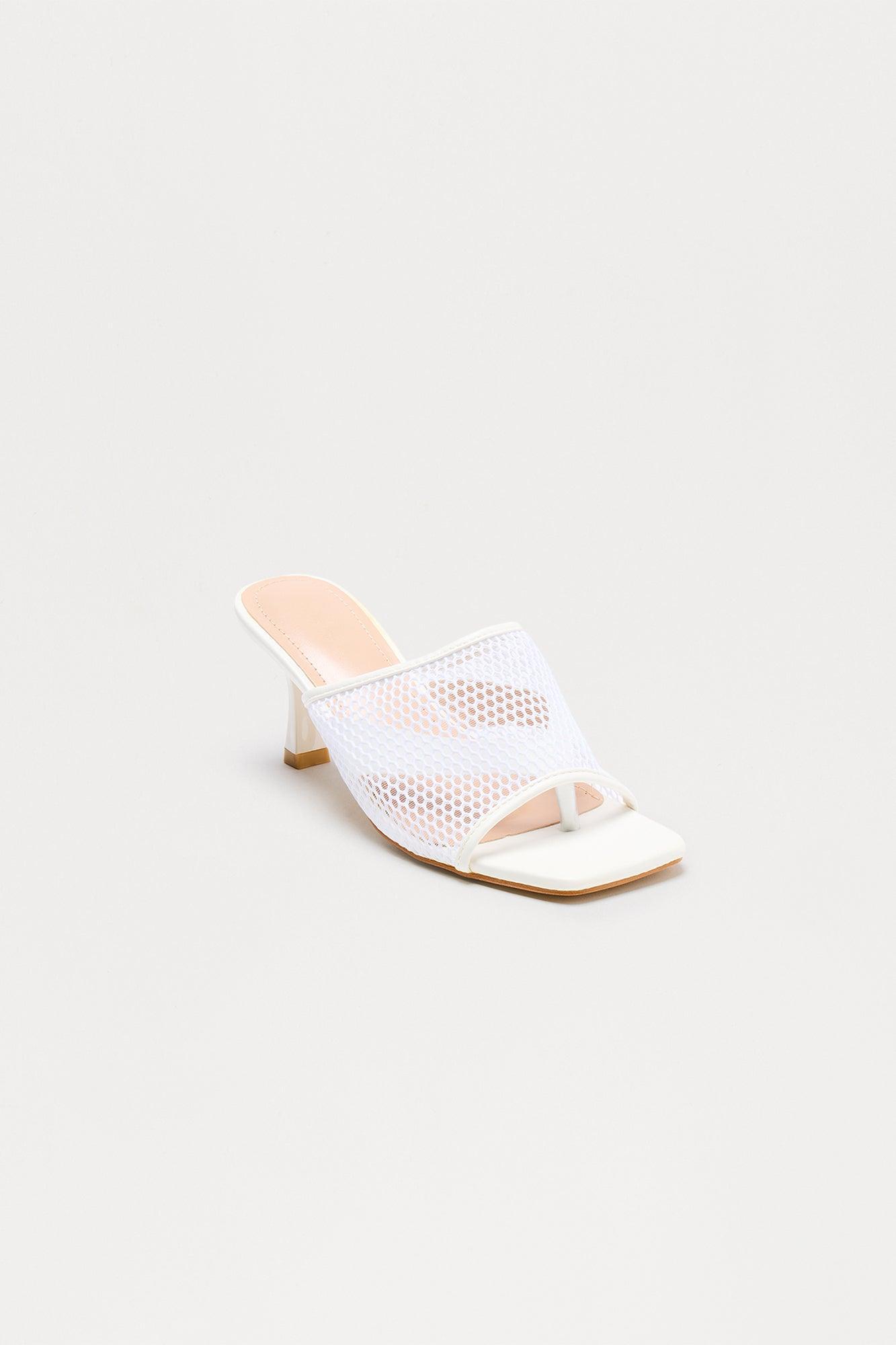 Kayson Fishnet Mules - White Product Image