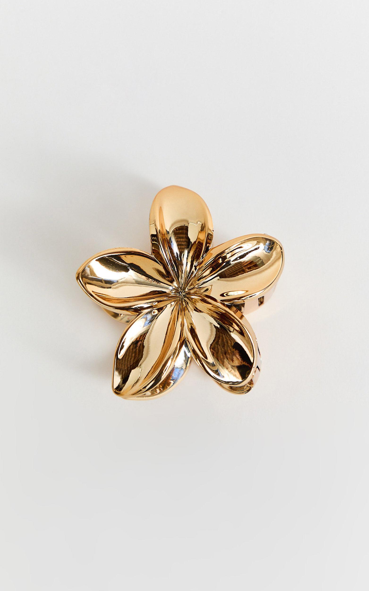 Oliver Flower Hair Clip in Gold Product Image