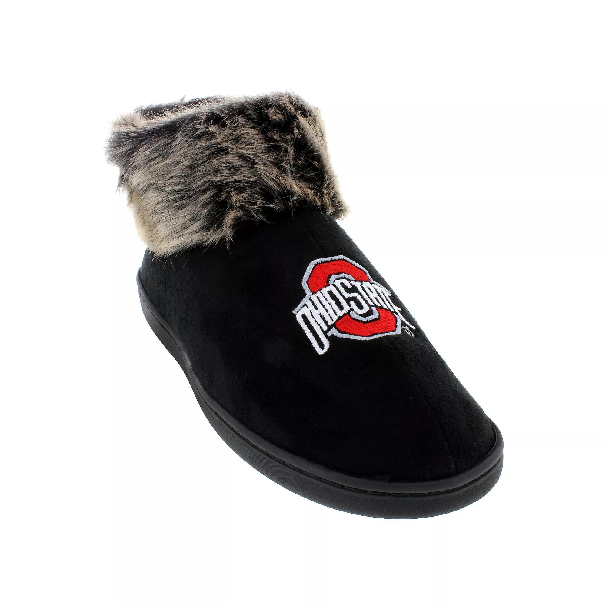 Ohio State Buckeyes Faux-Fur Slippers, Women's, Size: XL, Black Product Image