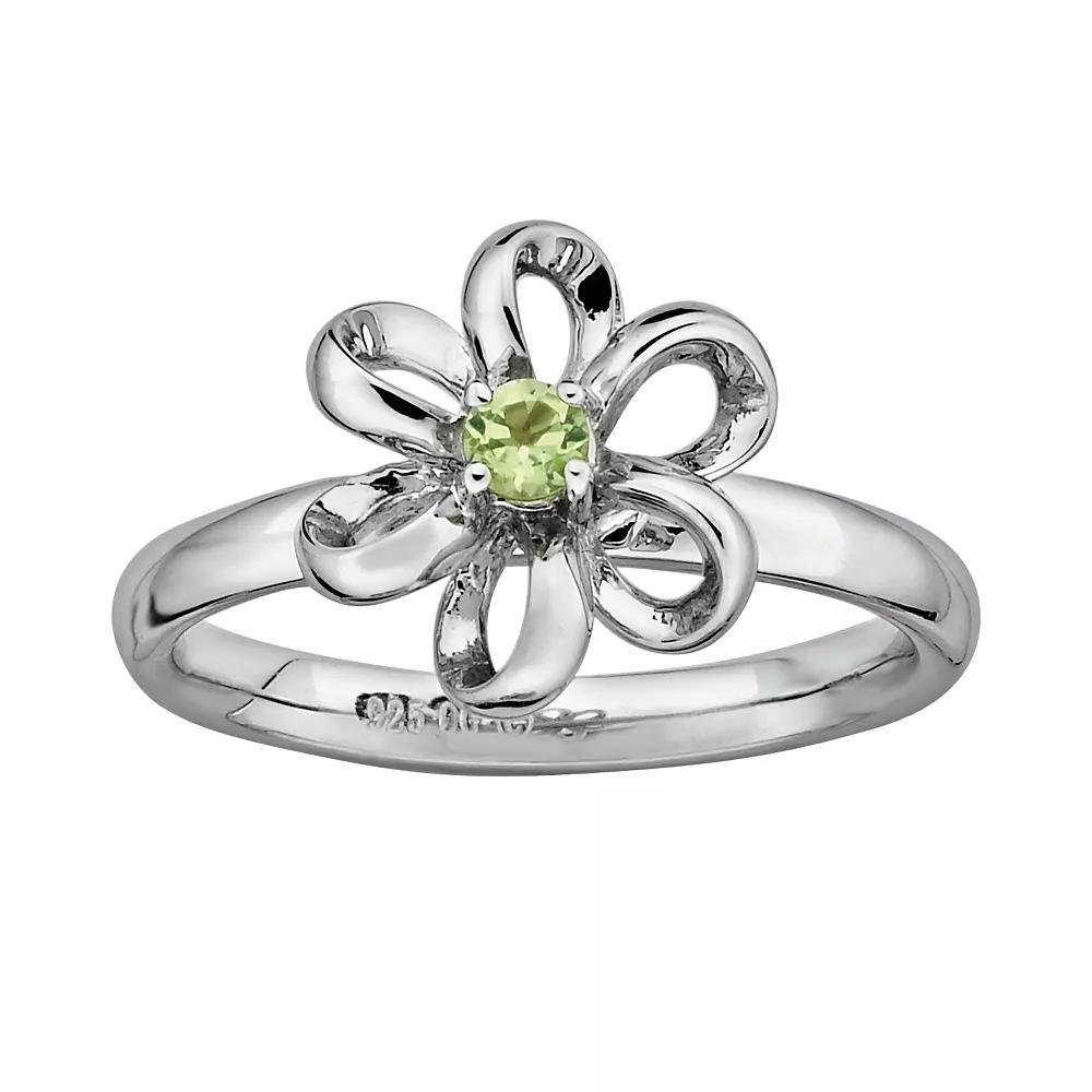 Stacks & Stones Sterling Silver Peridot Flower Stack Ring, Women's, Size: 8, Green Product Image