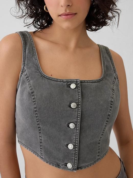 Structured Twill Cropped Corset Tank Top Product Image