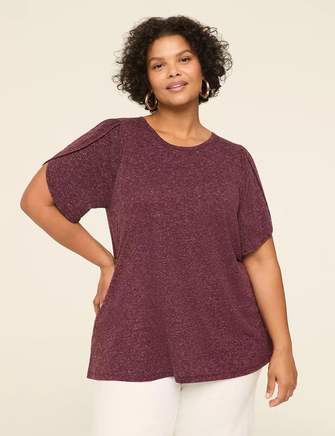 Knit Linen Tulip-Sleeve Top Product Image