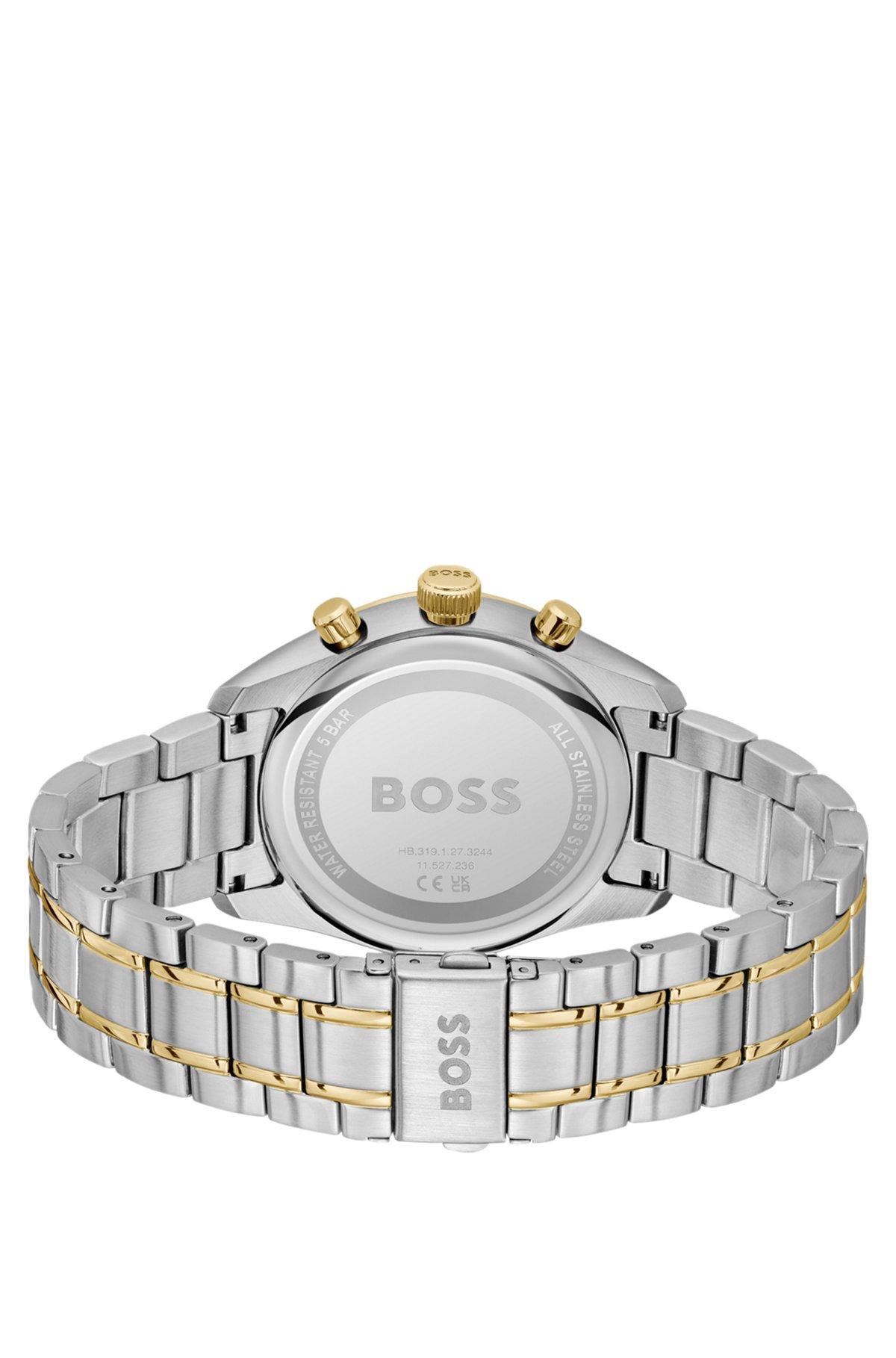 BOSS - Two-tone chronograph watch with olive dial Product Image