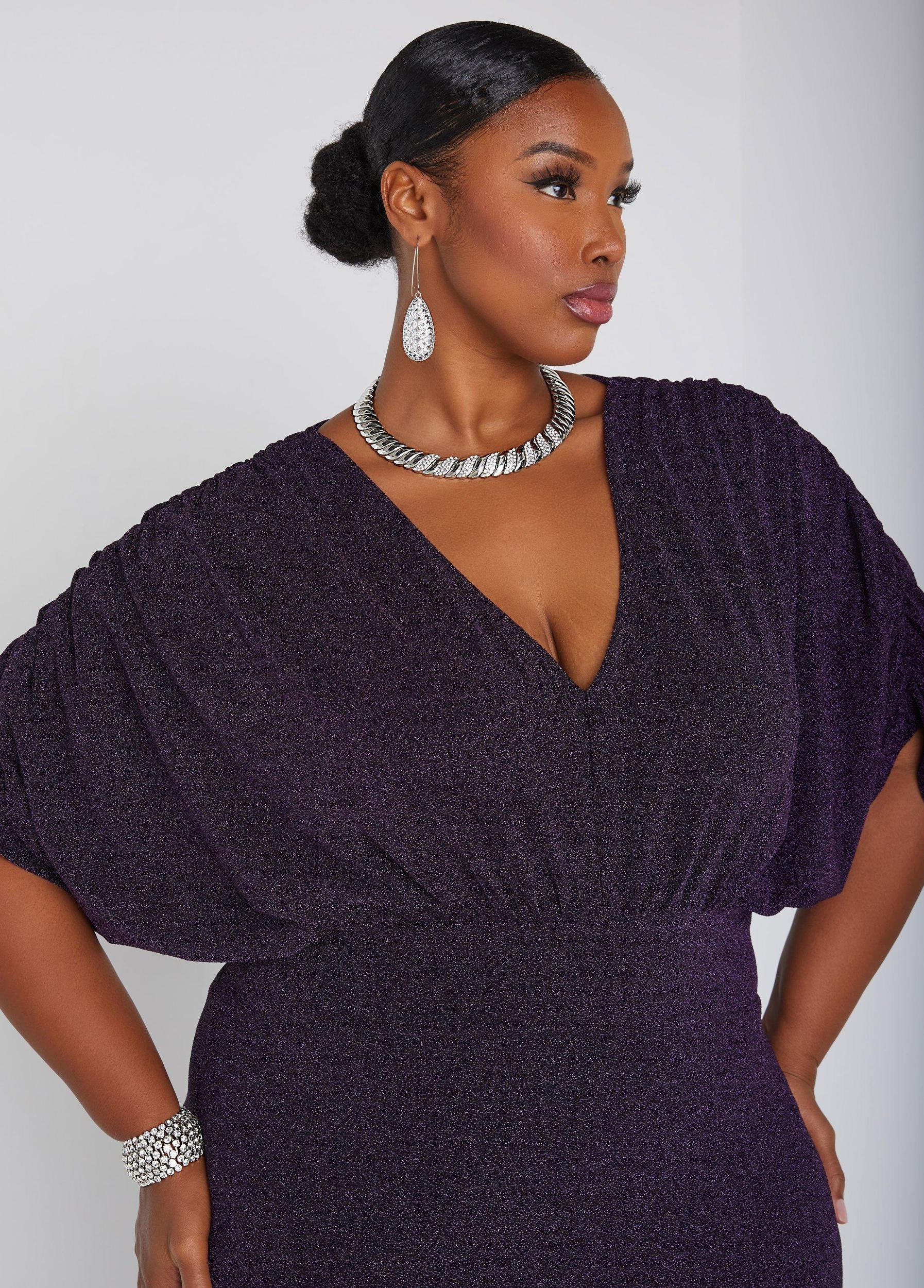 Plus Size Hi Low Lurex Mermaid Gown Ashley Stewart Product Image