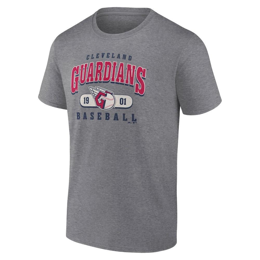 MLB Cleveland Guardians Men's Gray Bi-Blend Short Sleeve T-Shirt : Cotton-Polyester Blend, Crew Neck, Tagless Design Product Image