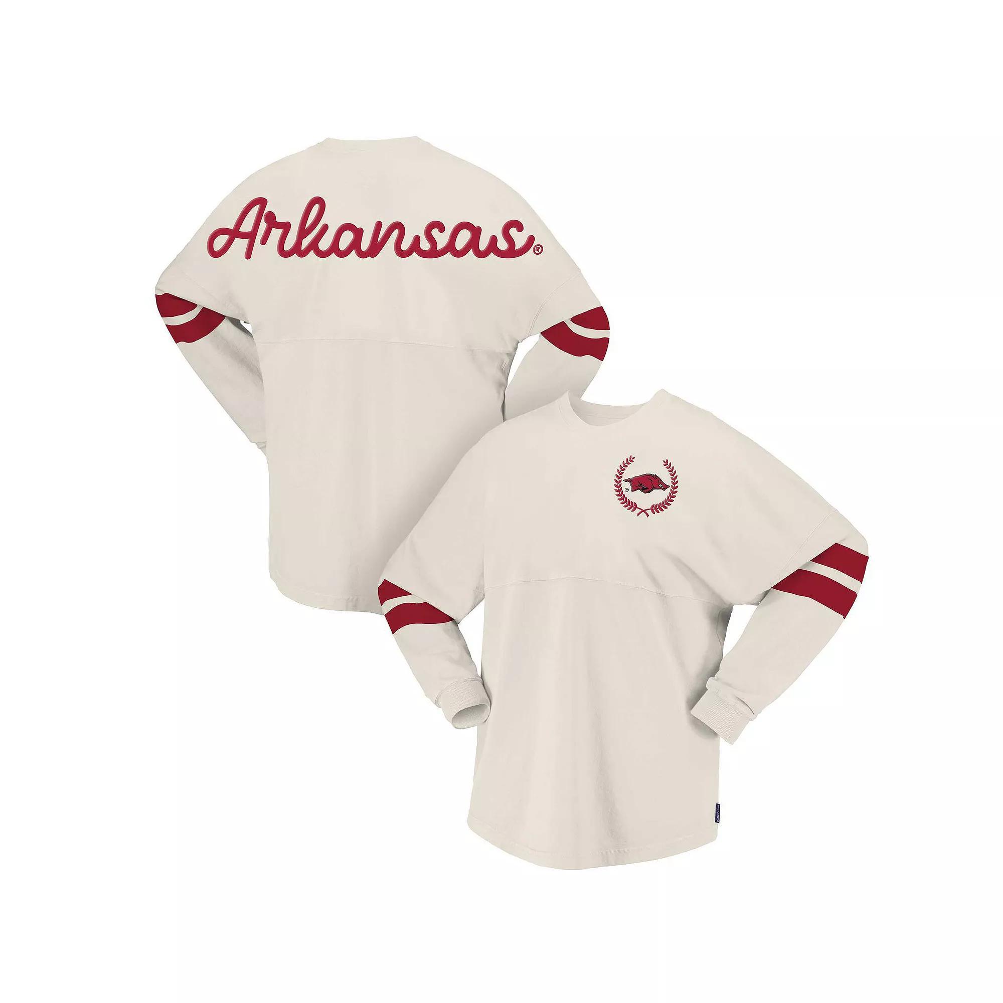 Women's Spirit Jersey Cream Arkansas Razorbacks Oversized T-Shirt, Size: XS, Beige Product Image