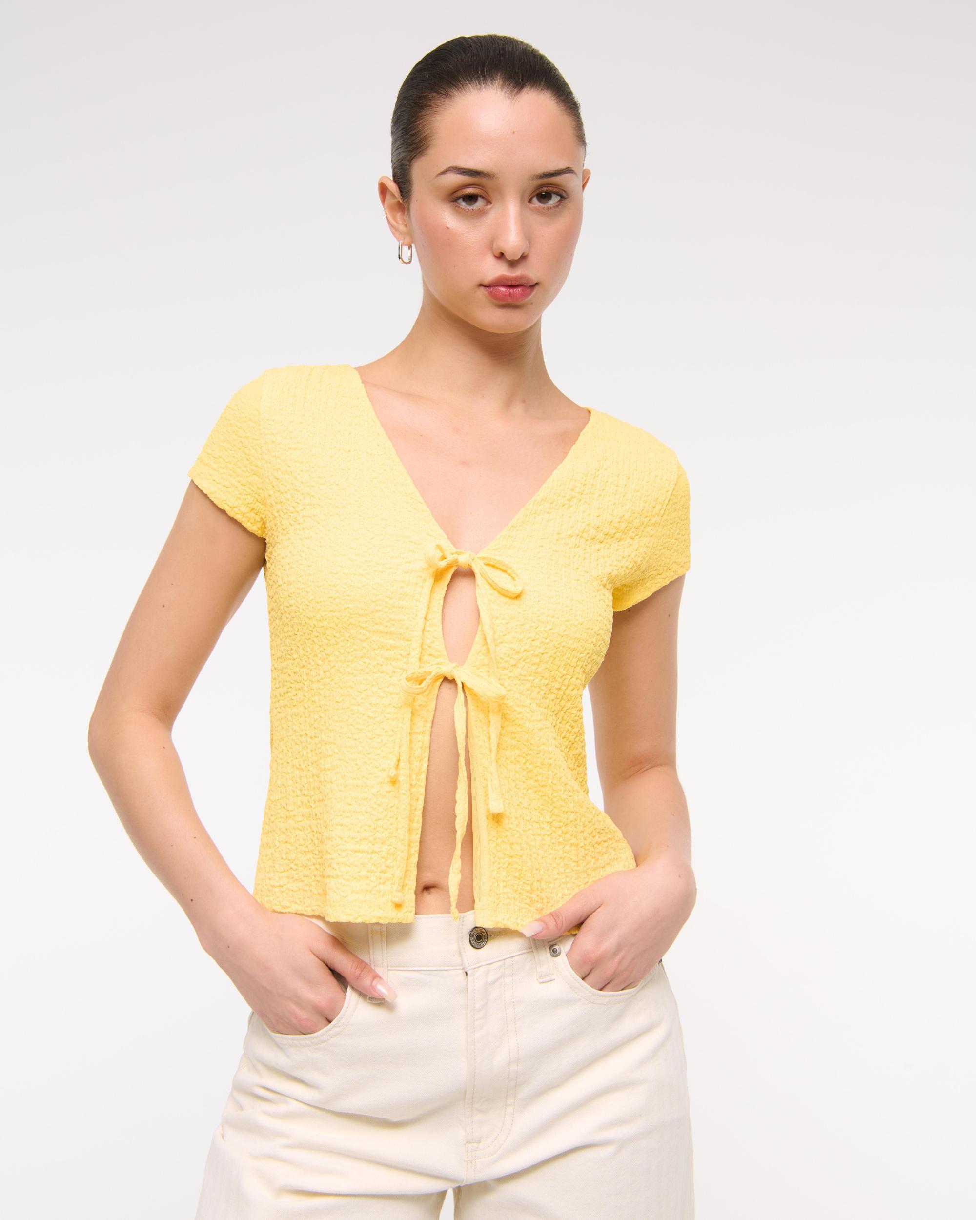 Bubble Knit Tie-Front Top Product Image