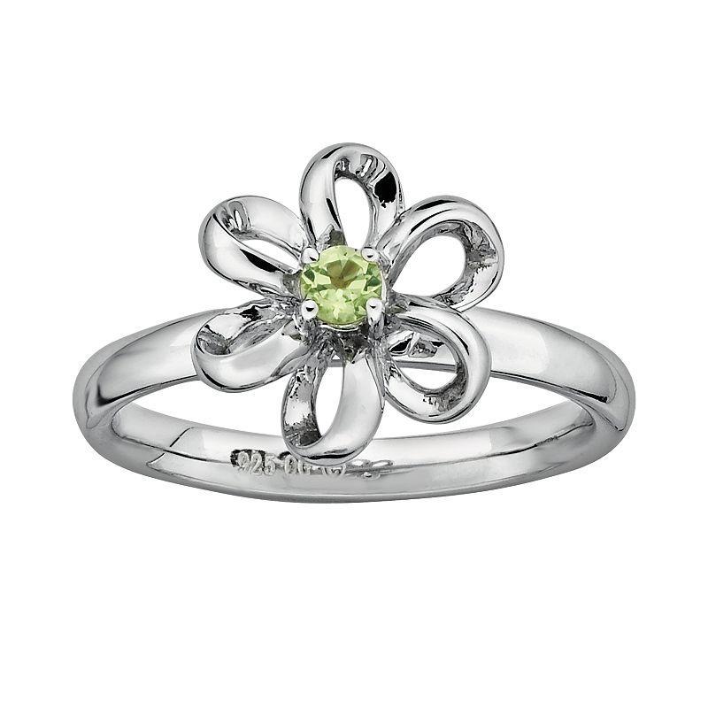 Stacks & Stones Sterling Silver Peridot Flower Stack Ring, Women's, Size: 8, Green Product Image