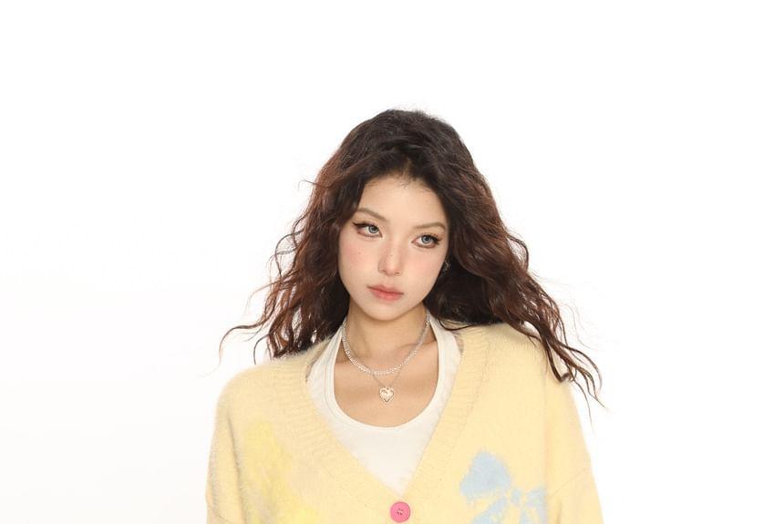 V-Neck Bow Detail Overszied Cardigan Product Image