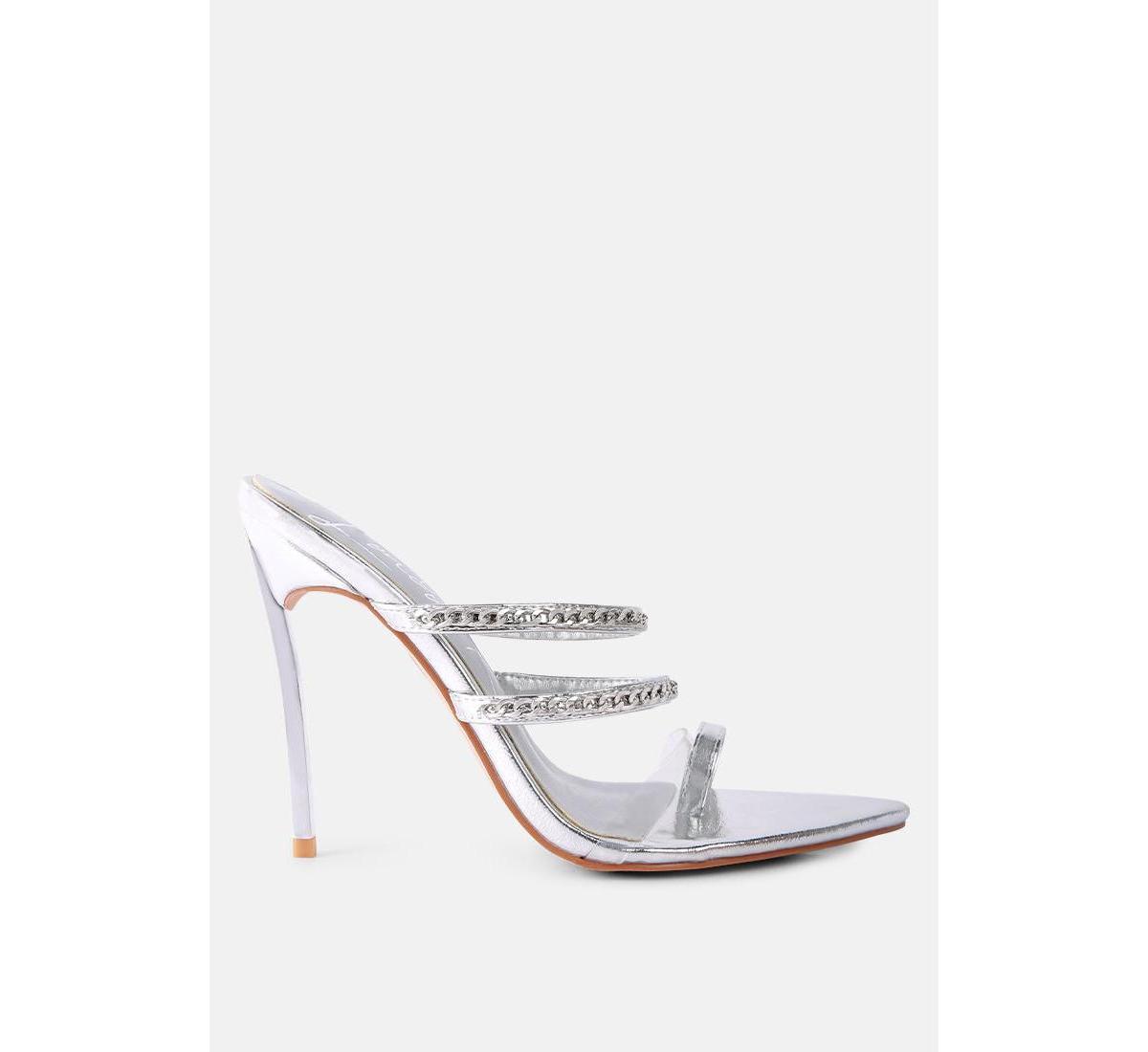 London Rag Tickle Me Women's High Heeled Toe Ring Sandals, Size: 9, Silver Product Image