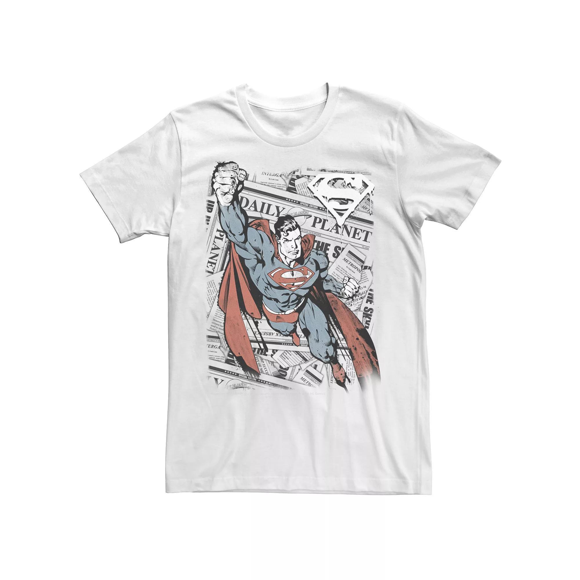 Men's DC Comics Superman Daily Planet Background Poster Graphic Tee, Size: Large, White Product Image