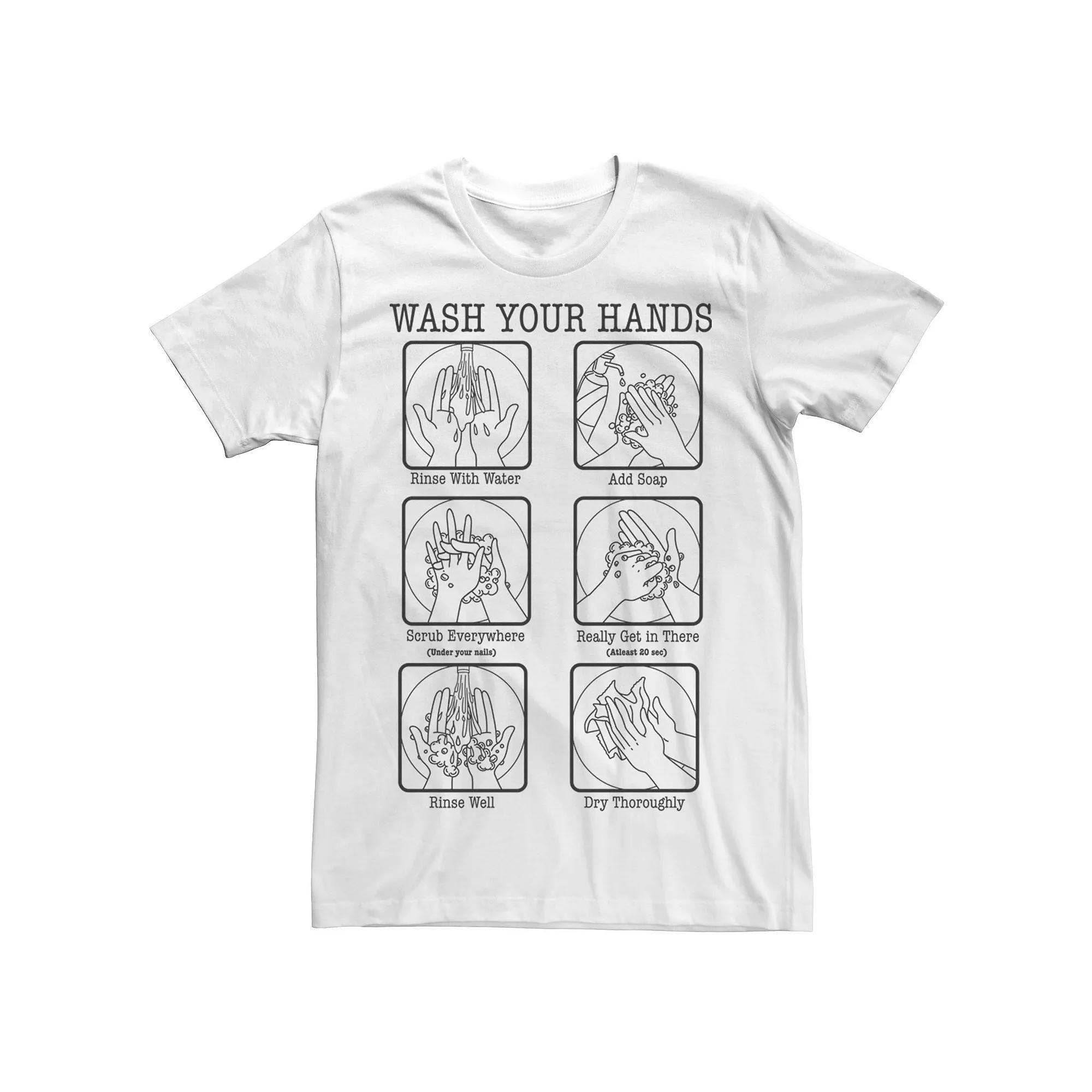 Men's Wash Your Hands Info Graphic Tee, Size: XXL, White Product Image