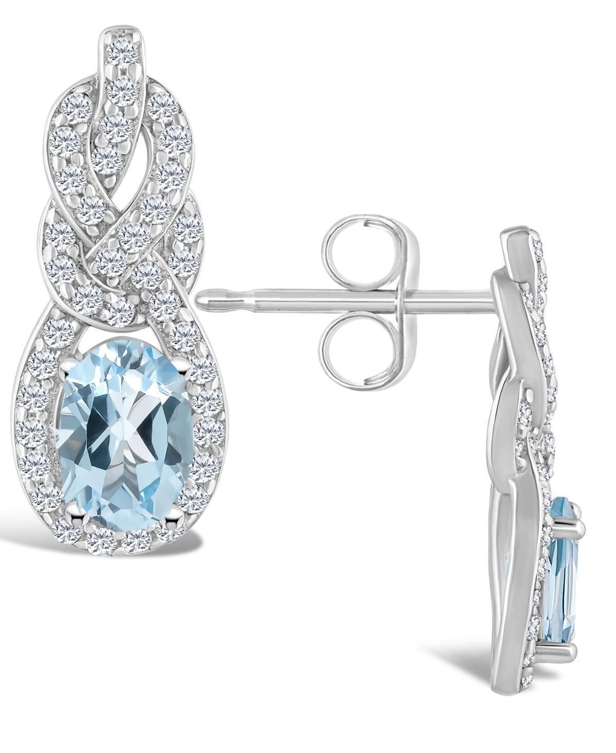 Celebration Gems Sterling Silver Garnet & White Topaz Accent Oval Drop Earrings, Womens Product Image