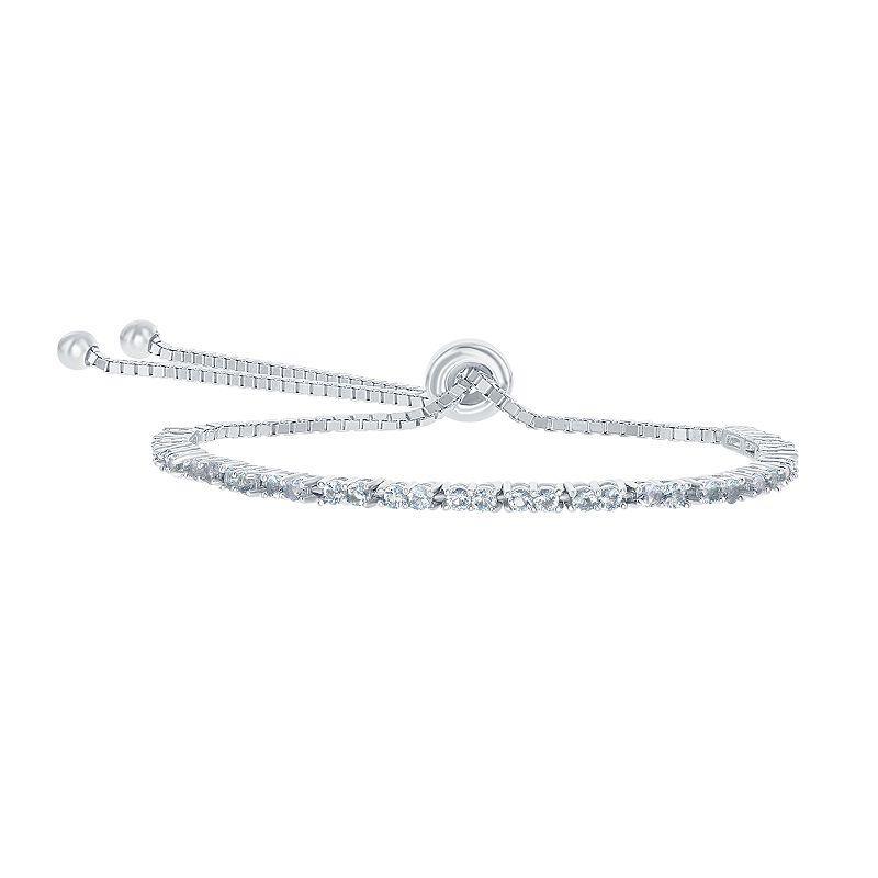 Sterling Silver 2mm Birthstone Bracelet, Women's, Size: 8", March Product Image