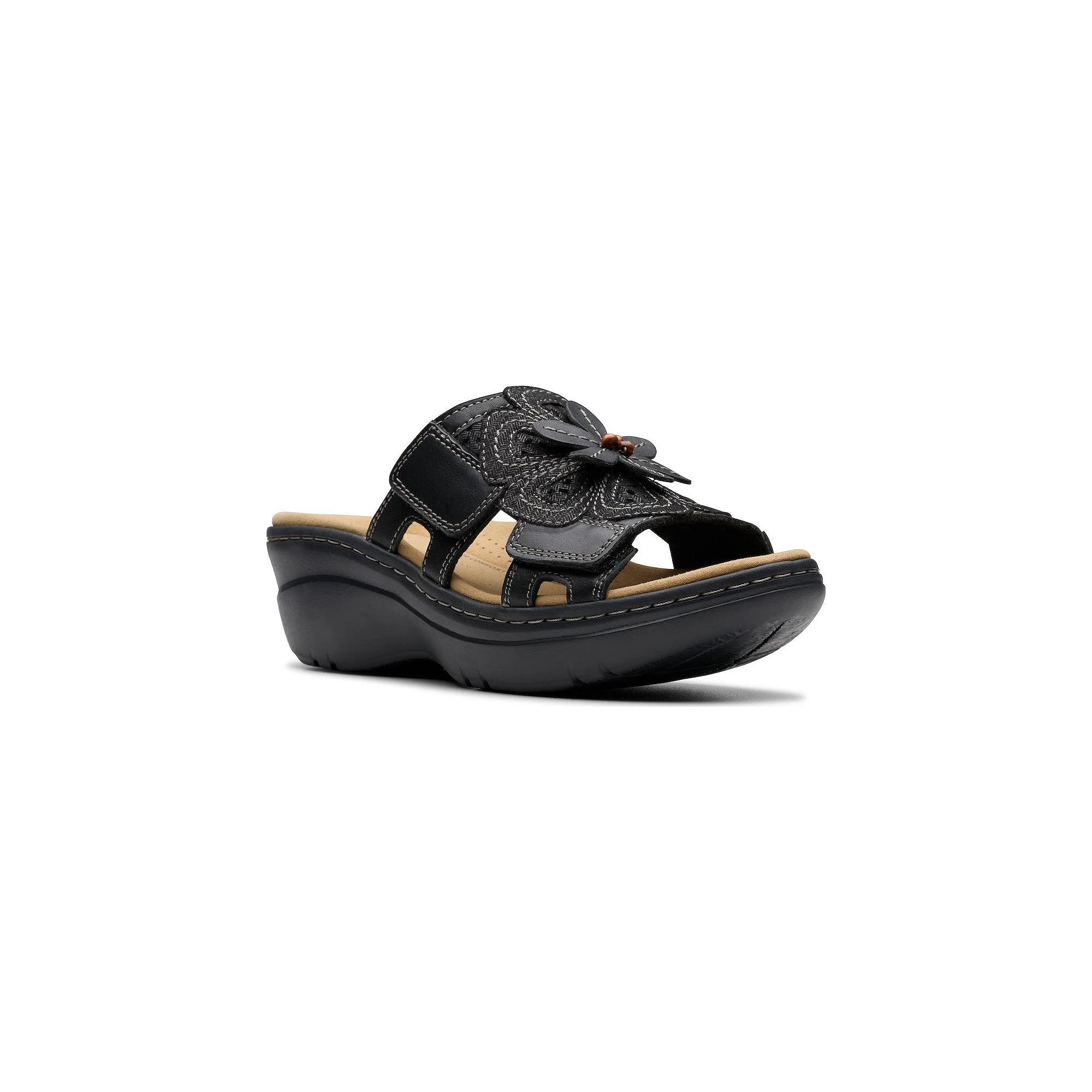 Clarks® Merliah2 Belle Women's Wedge Sandals, Size: 6, Black Leather Product Image