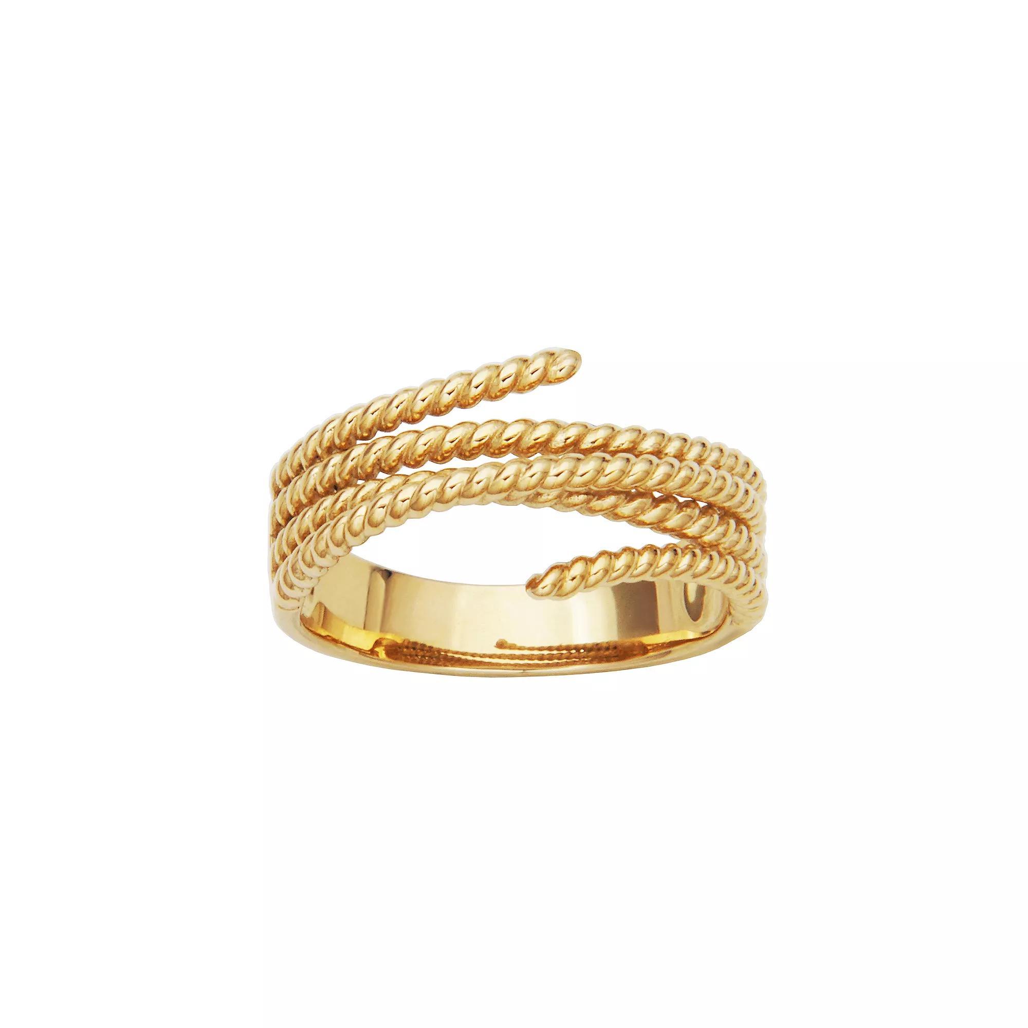 10k Gold Beaded Swirl Bypass Ring, Women's, Size: 7 Product Image