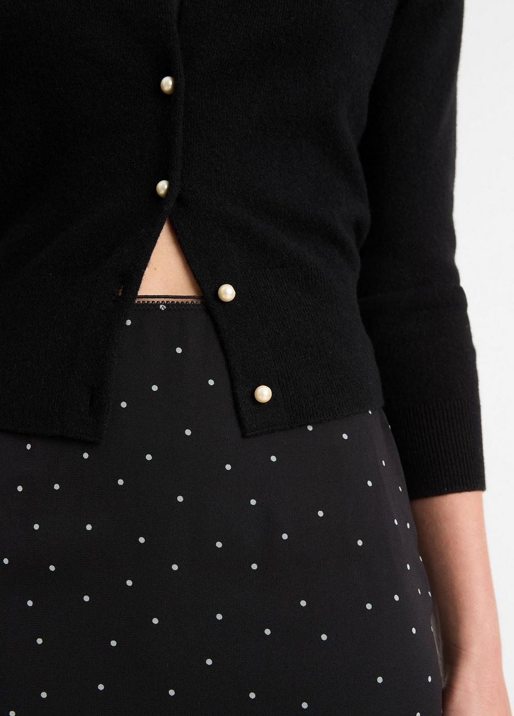 Womens Dot-Print Sheer Stretch-Silk Overlay Skirt, Black/grey, Size 8 Vince Product Image