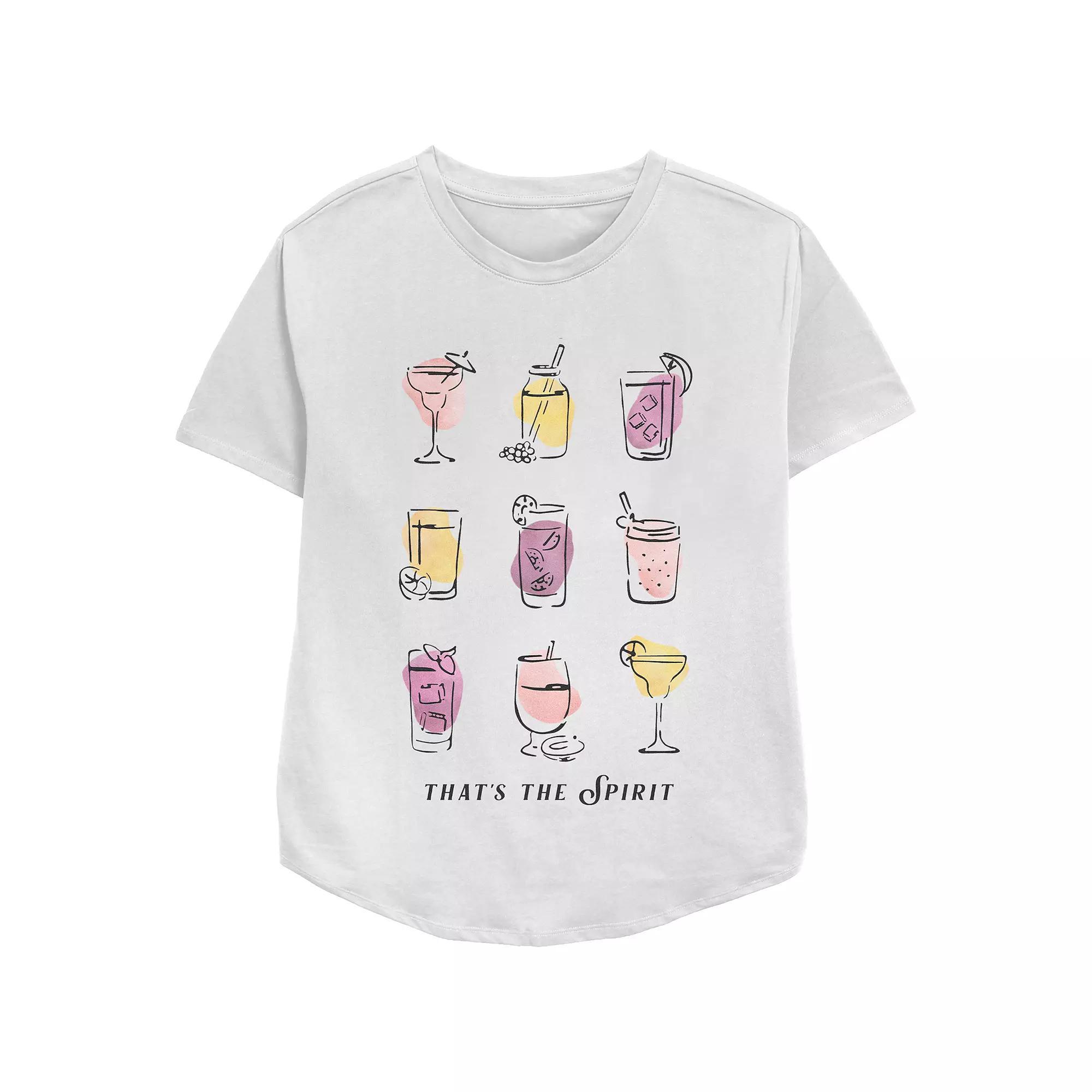 Women's Cocktails That's The Spirit Relaxed Fit Graphic Tee, Size: Medium, White Product Image