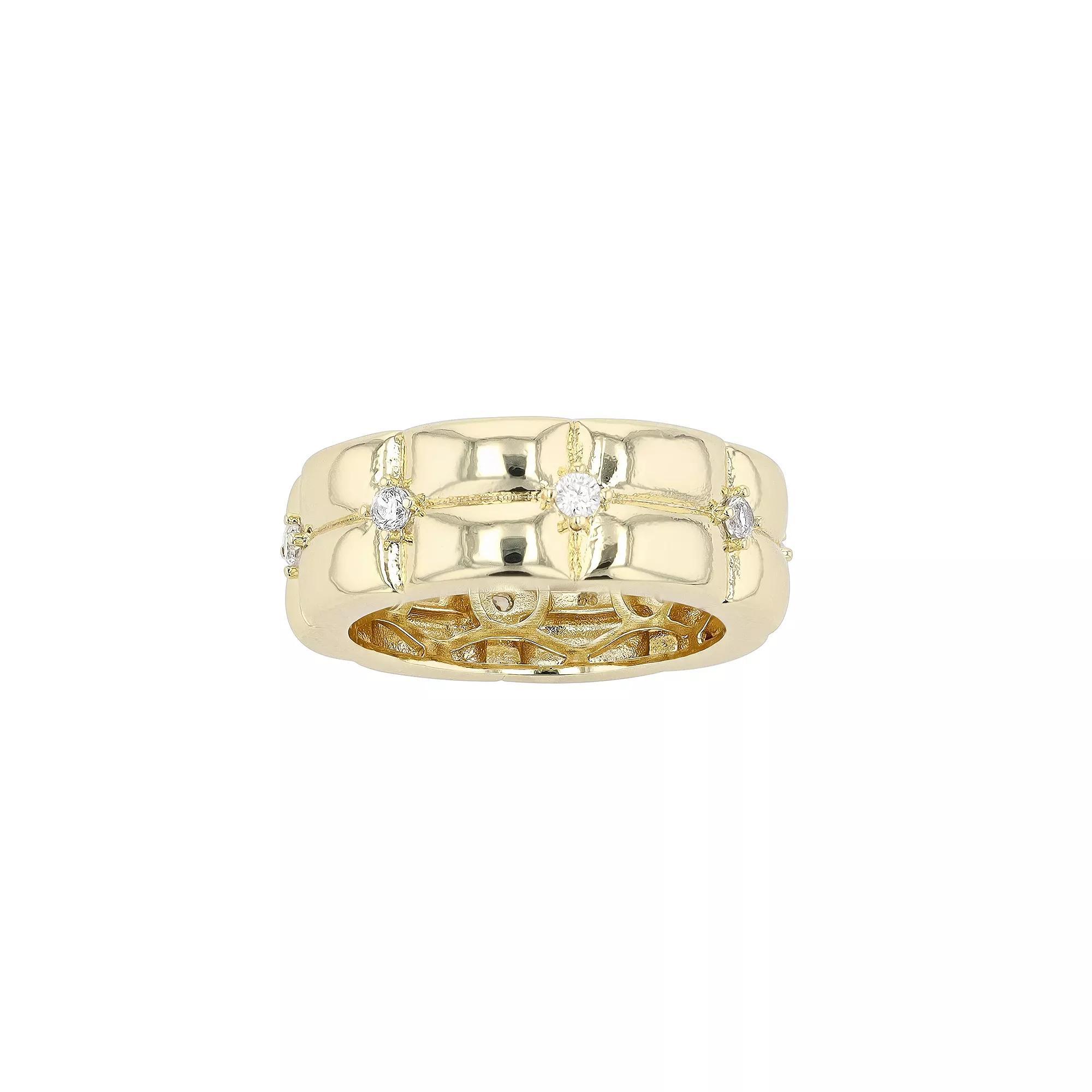 14k Gold Over Silver Cubic Zirconia Double Weave Band Ring, Women's, Size: 6, Gold Tone Product Image