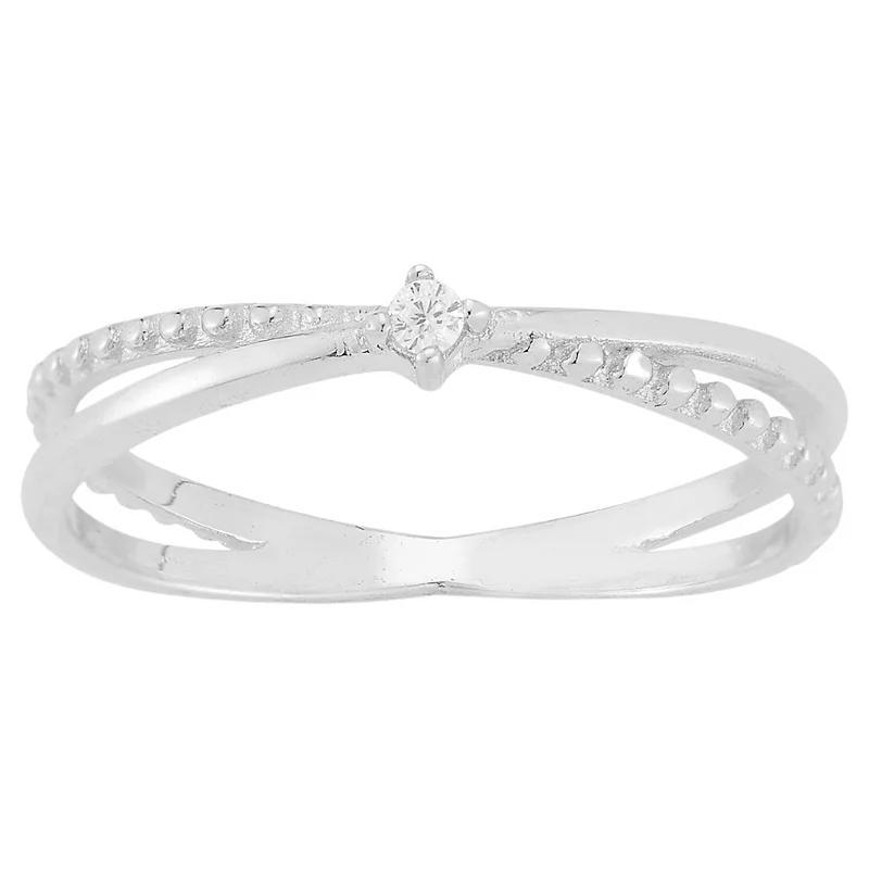Sunkissed Sterling Two Tone Cubic Zirconia Heart Ring 2-piece Set, Women's, Size: 7 Product Image