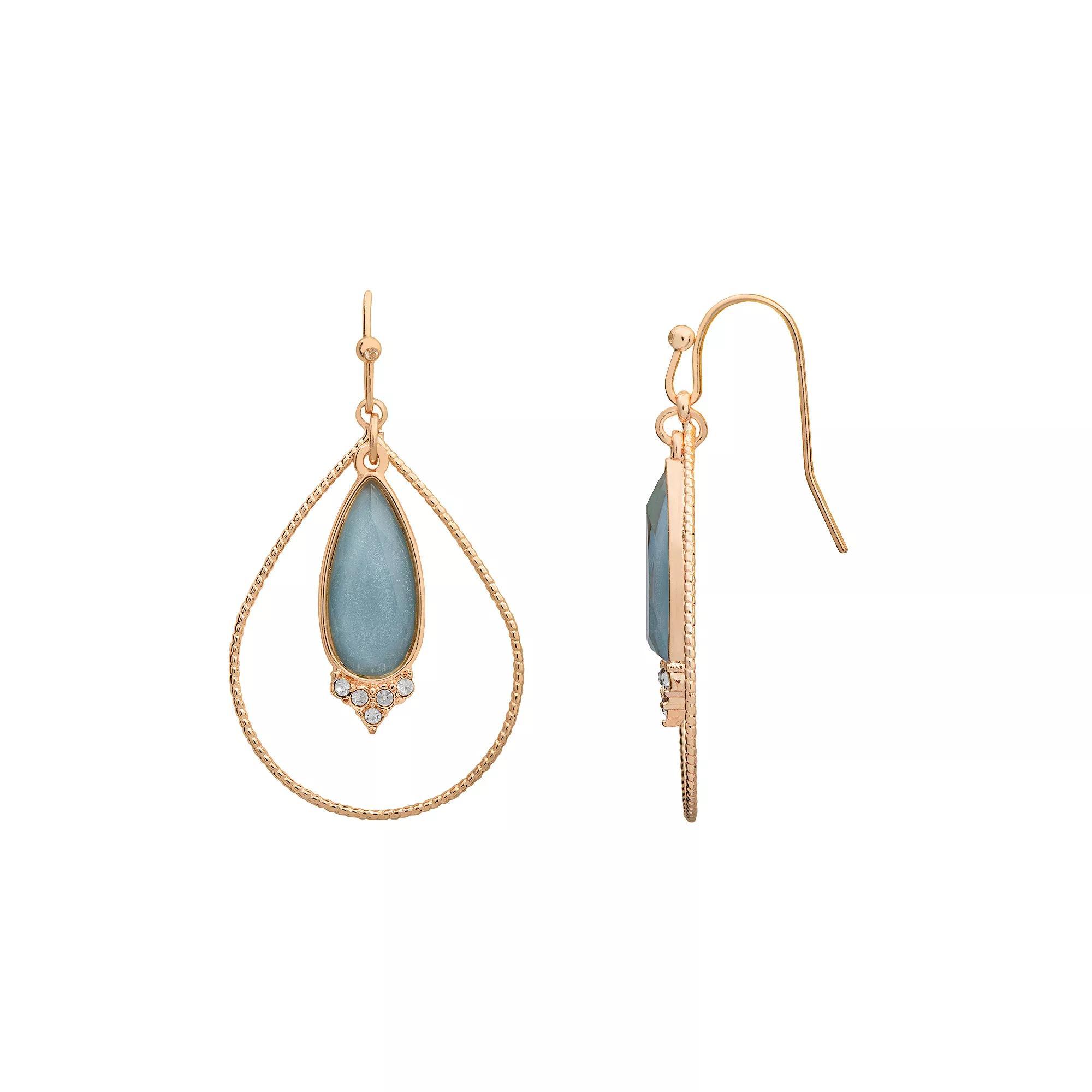 LC Lauren Conrad Gold Tone Pear Drop Nickel Free Hoop Earrings, Women's Product Image