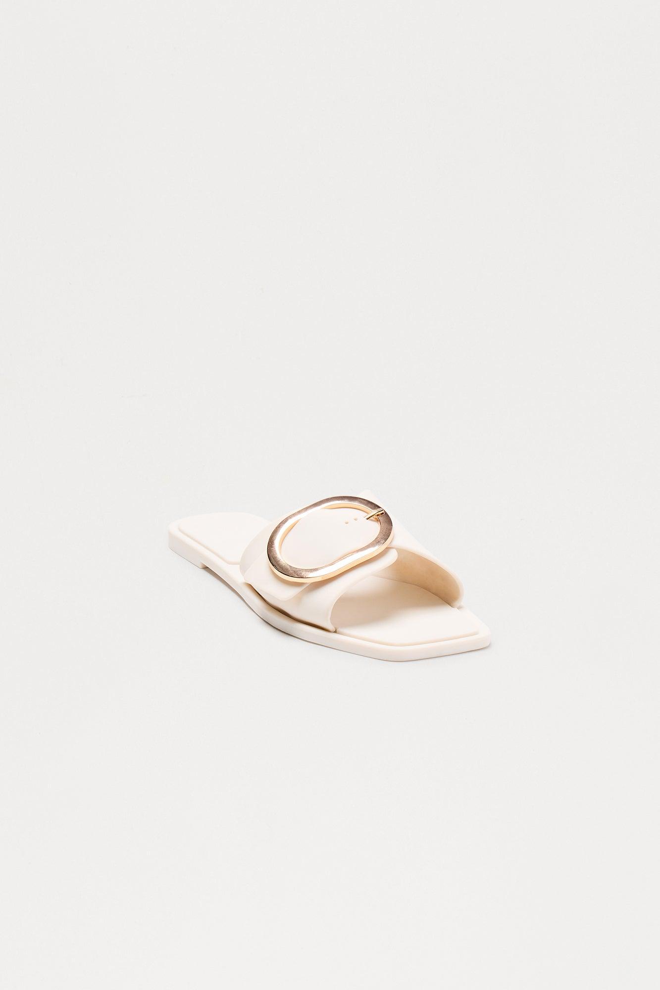 Stetson Buckle Slip On Sandals - Ivory Product Image