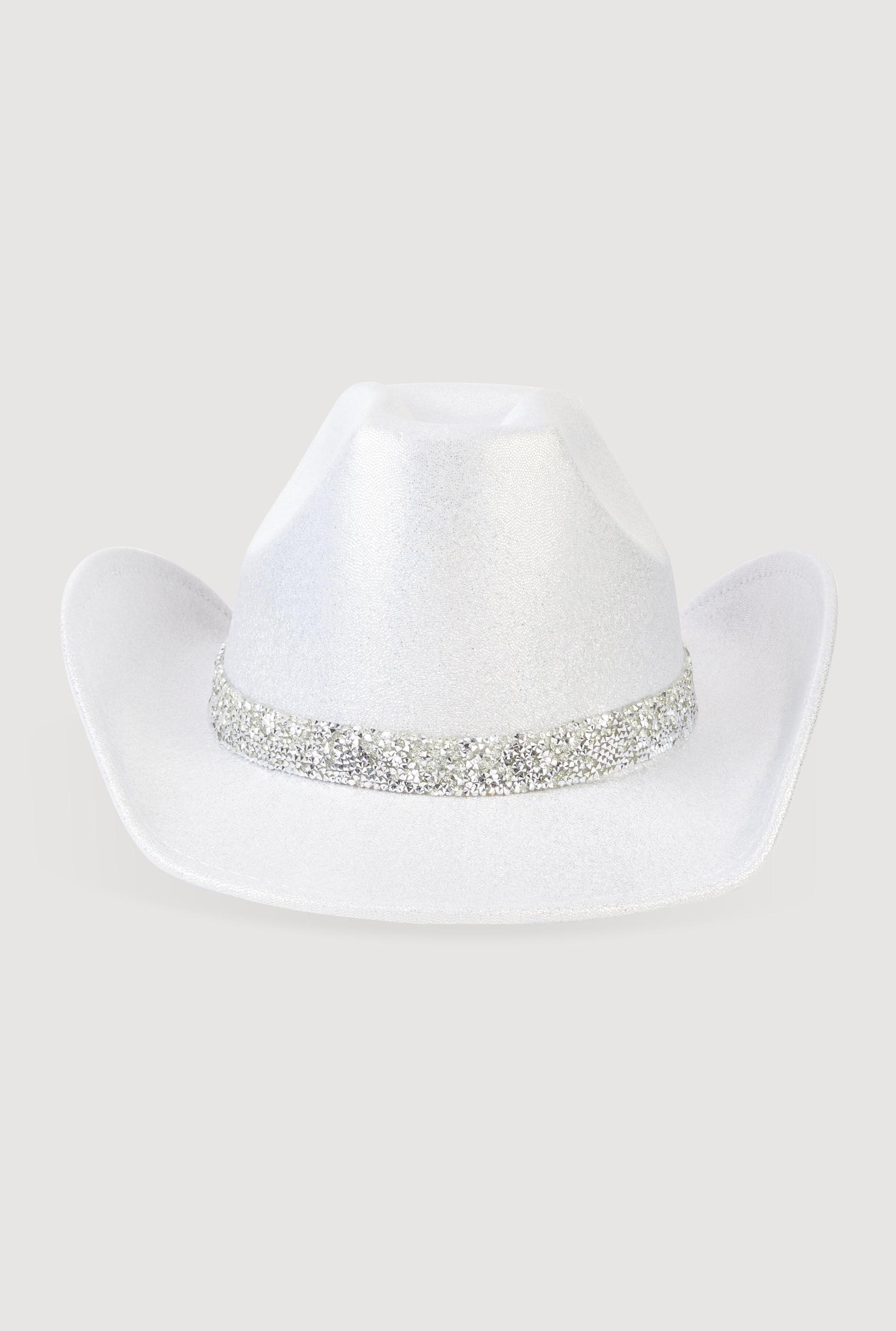 Womens Rhinestone Trim Glitter Cowboy Hat Product Image