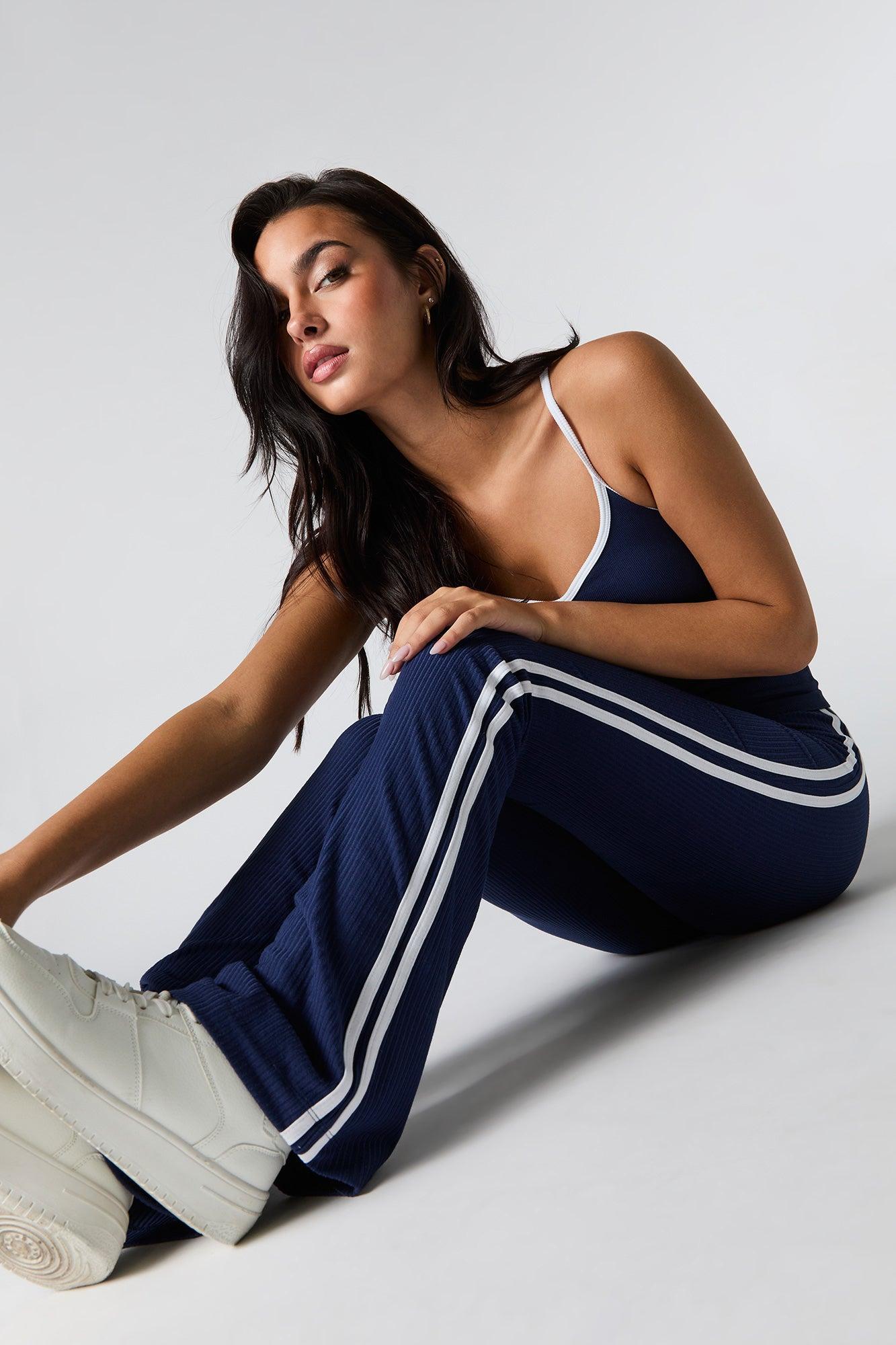 Soft Ribbed Side Striped Flare Pant Female Product Image